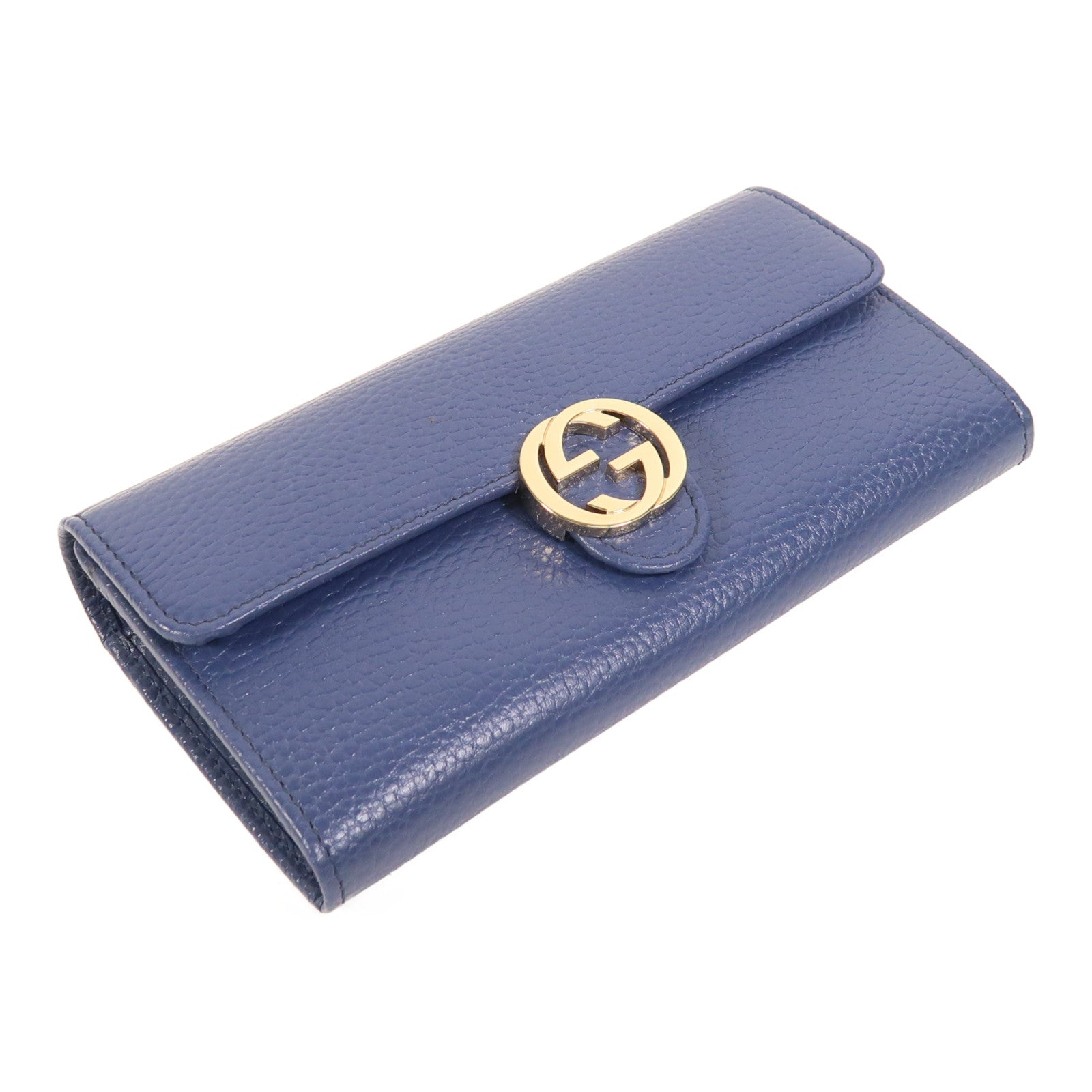 GUCCI 牛皮皮革Icon GG Interlocking金扣長錢包