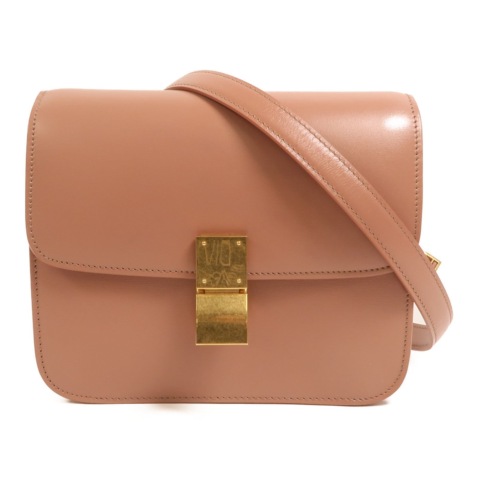 CELINE 牛皮皮革Mini Classic Box金扣肩背袋
