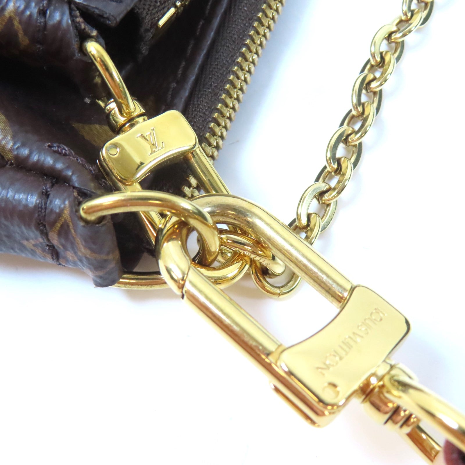 LOUIS VUITTON Monogram Multi Pochette Accessoires金扣手挽肩背兩用袋啡色