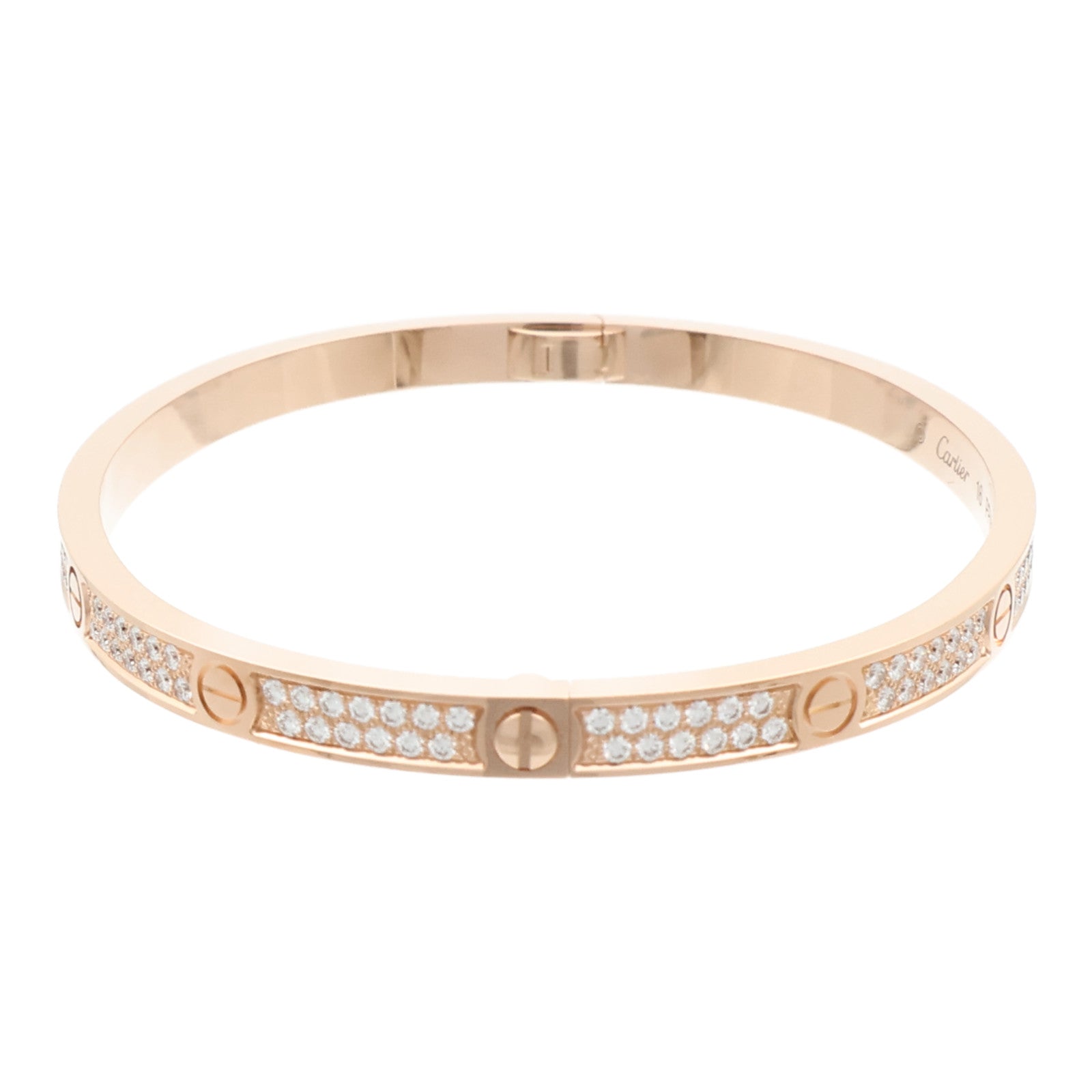 CARTIER 18K玫瑰金Love Bangle SM Paved鑽石手鐲Cartier#16