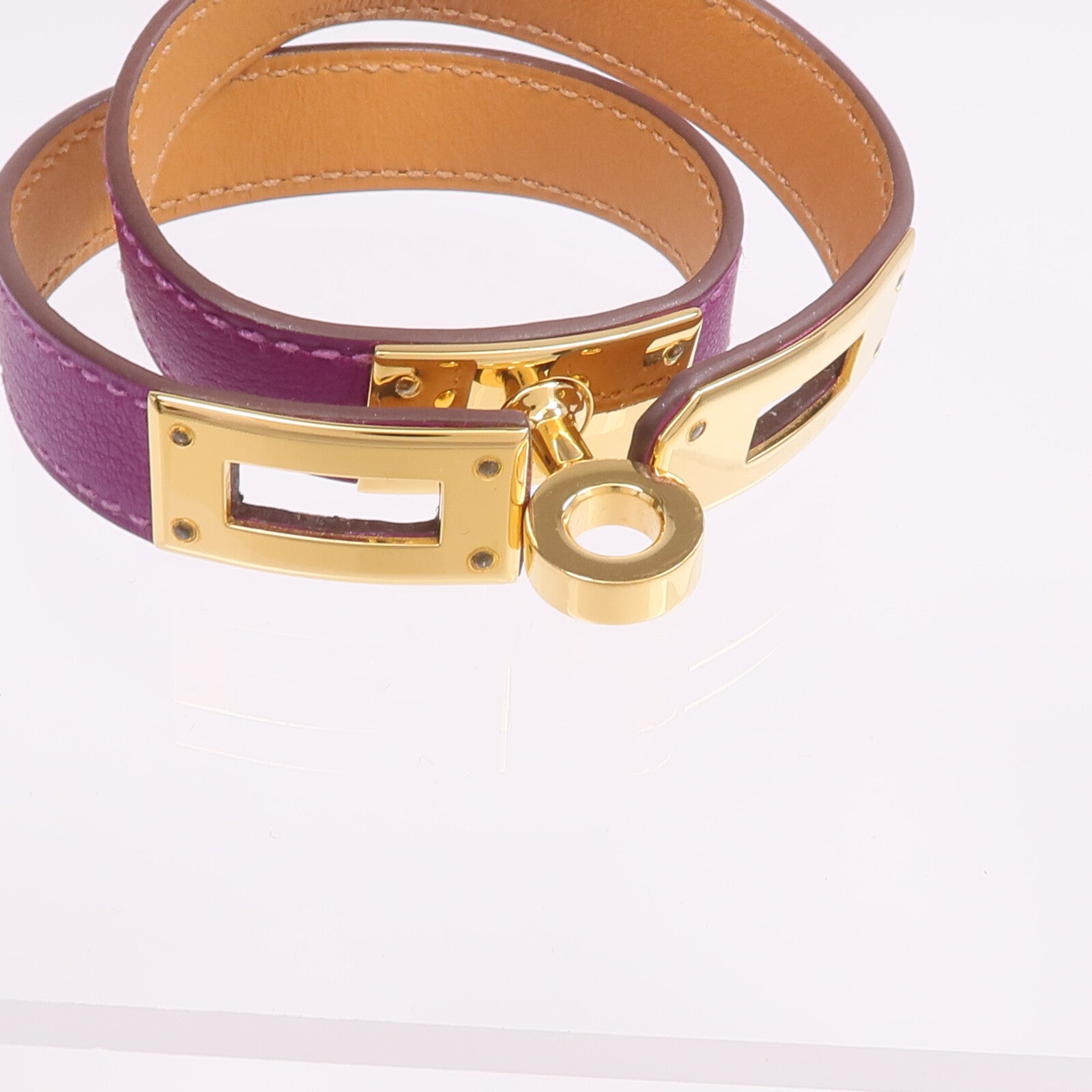 HERMES Swift皮革Kelly Double Tour Bracelet金扣手鐲