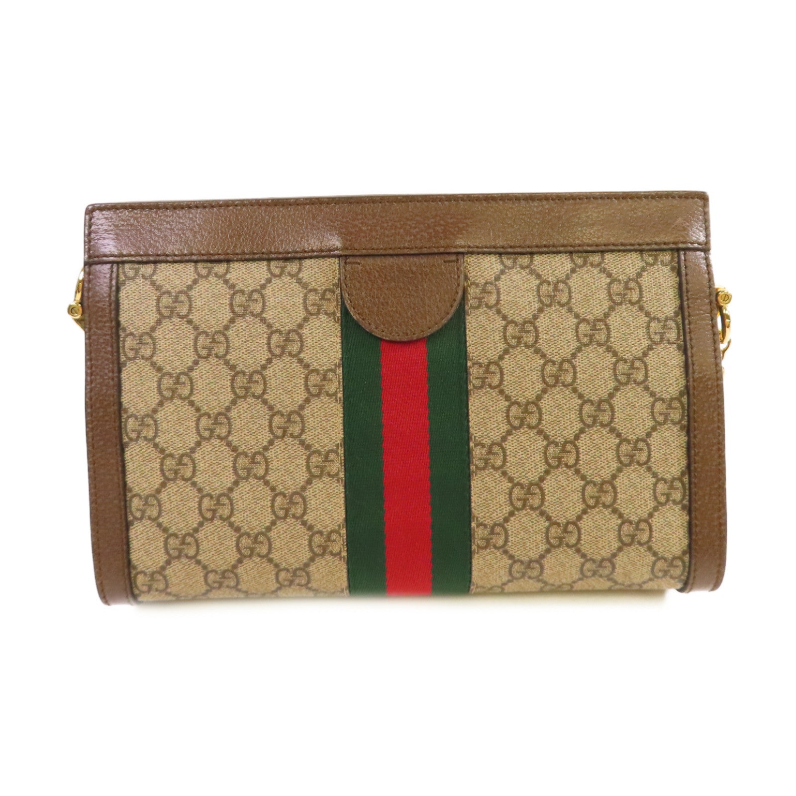 GUCCI 塗層帆布Ophidia GG Small Shoulder Bag金扣鏈帶肩背袋啡色
