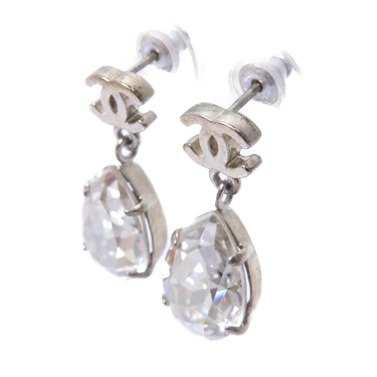 CHANEL 【激減優惠】金屬/水晶Earrings耳環銀色/透明