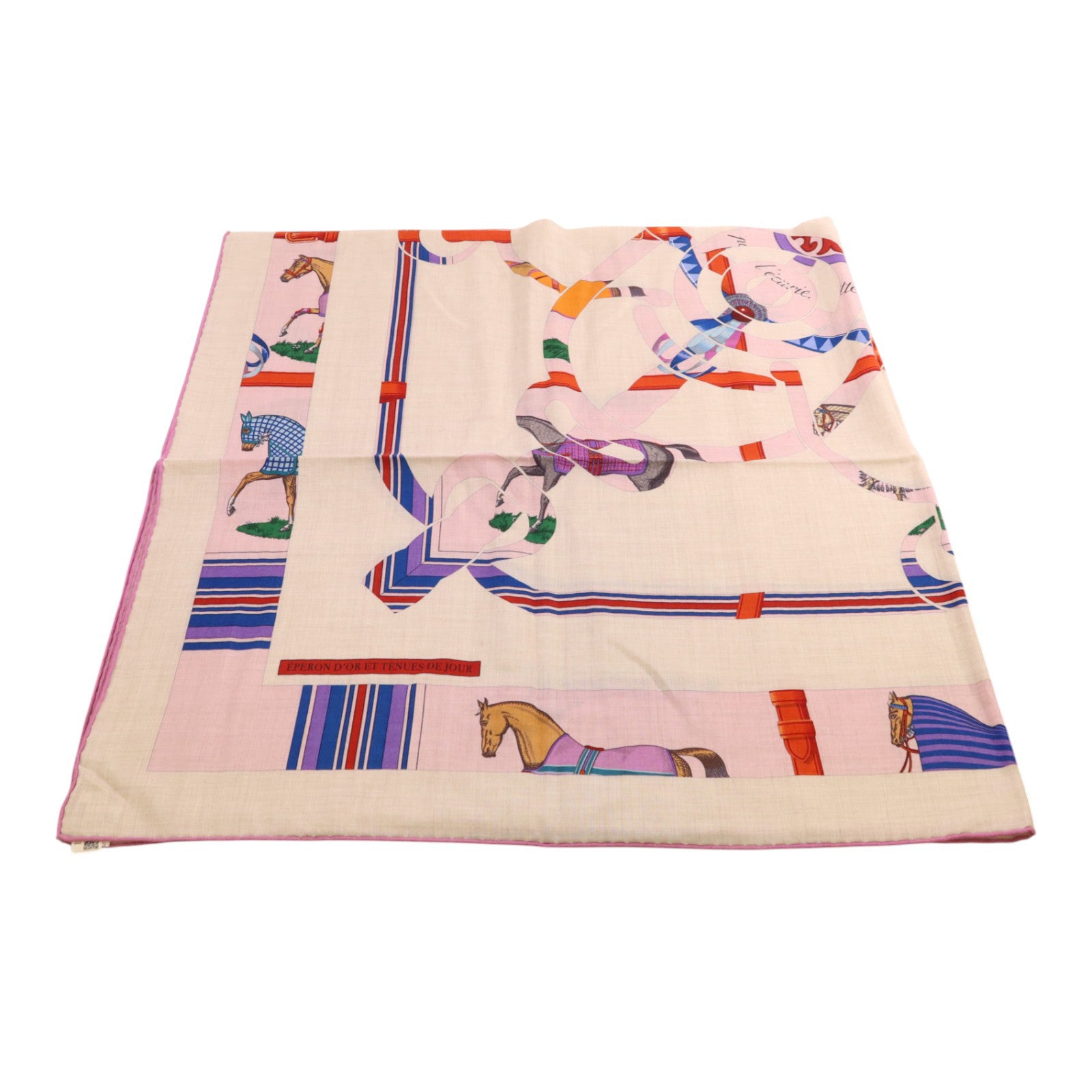 HERMES 羊絨/絲質Mors A Jouets Bandana Shawl 140絲巾