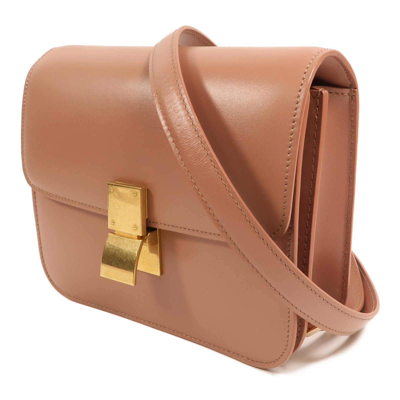 CELINE 牛皮皮革Mini Classic Box金扣肩背袋