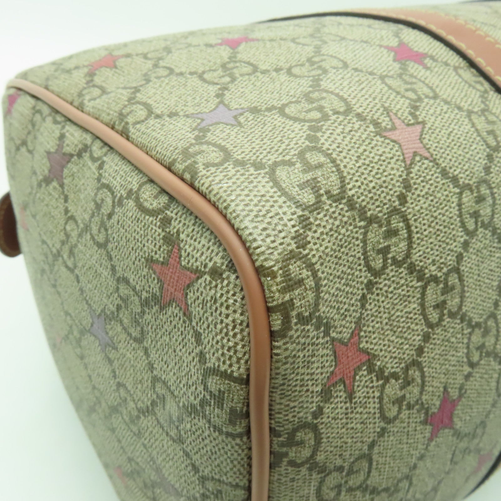 GUCCI 【清倉大減價】塗層帆布Handbag金扣手挽袋棕色/粉紅色