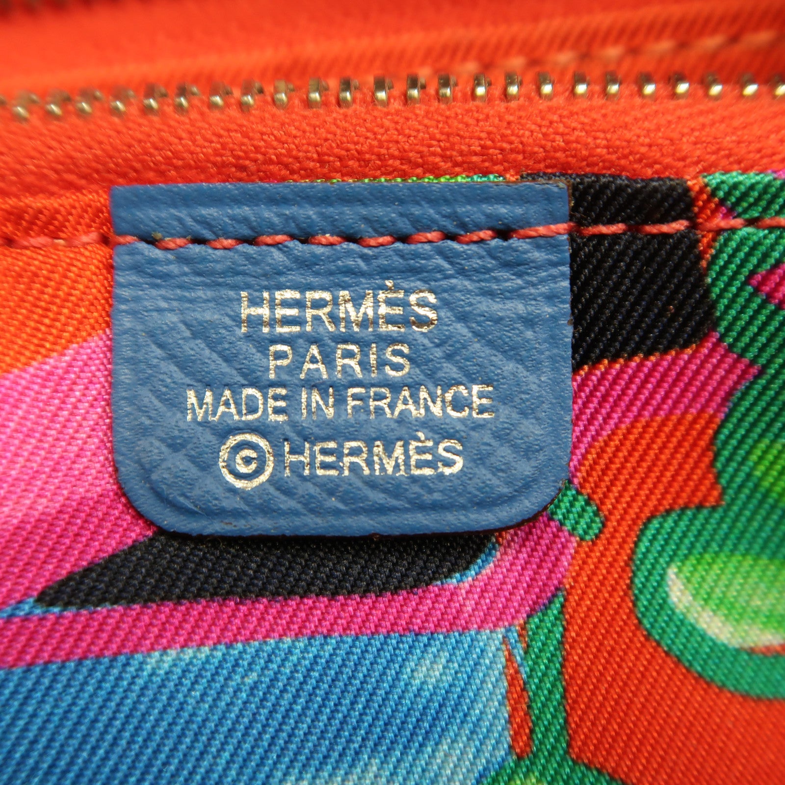 HERMES Epsom皮革Silk'In Compact Wallet銀扣錢包Cobalt/藍色