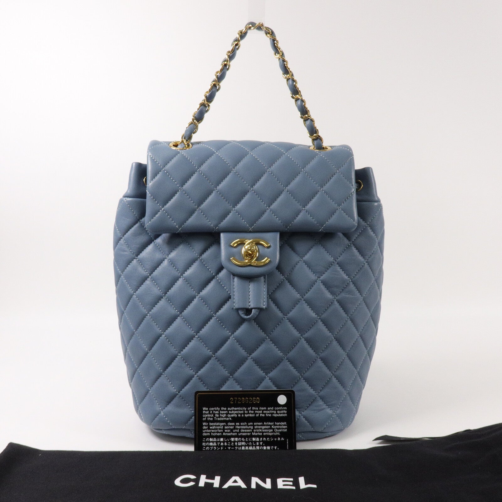 CHANEL 羊皮皮革Urban Spirit Backpack鏈帶背包