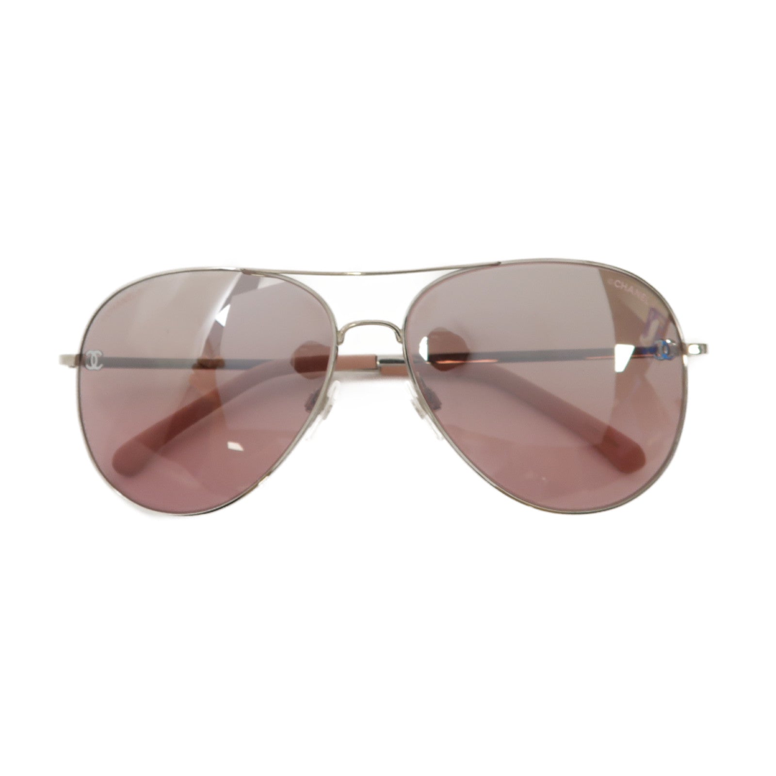 CHANEL PVC/金屬Sunglasses太陽眼鏡粉紅色/銀色