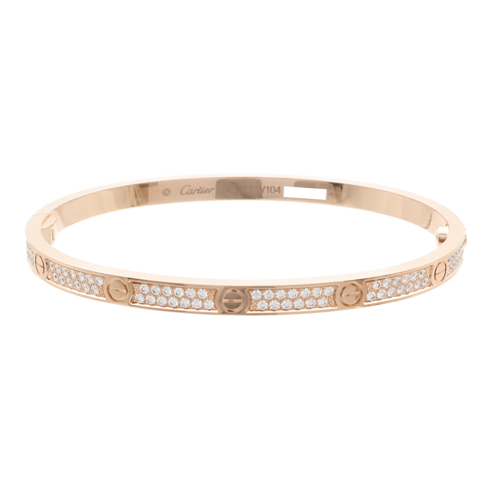 CARTIER 18K玫瑰金Love Bangle SM Paved鑽石手鐲Cartier#16