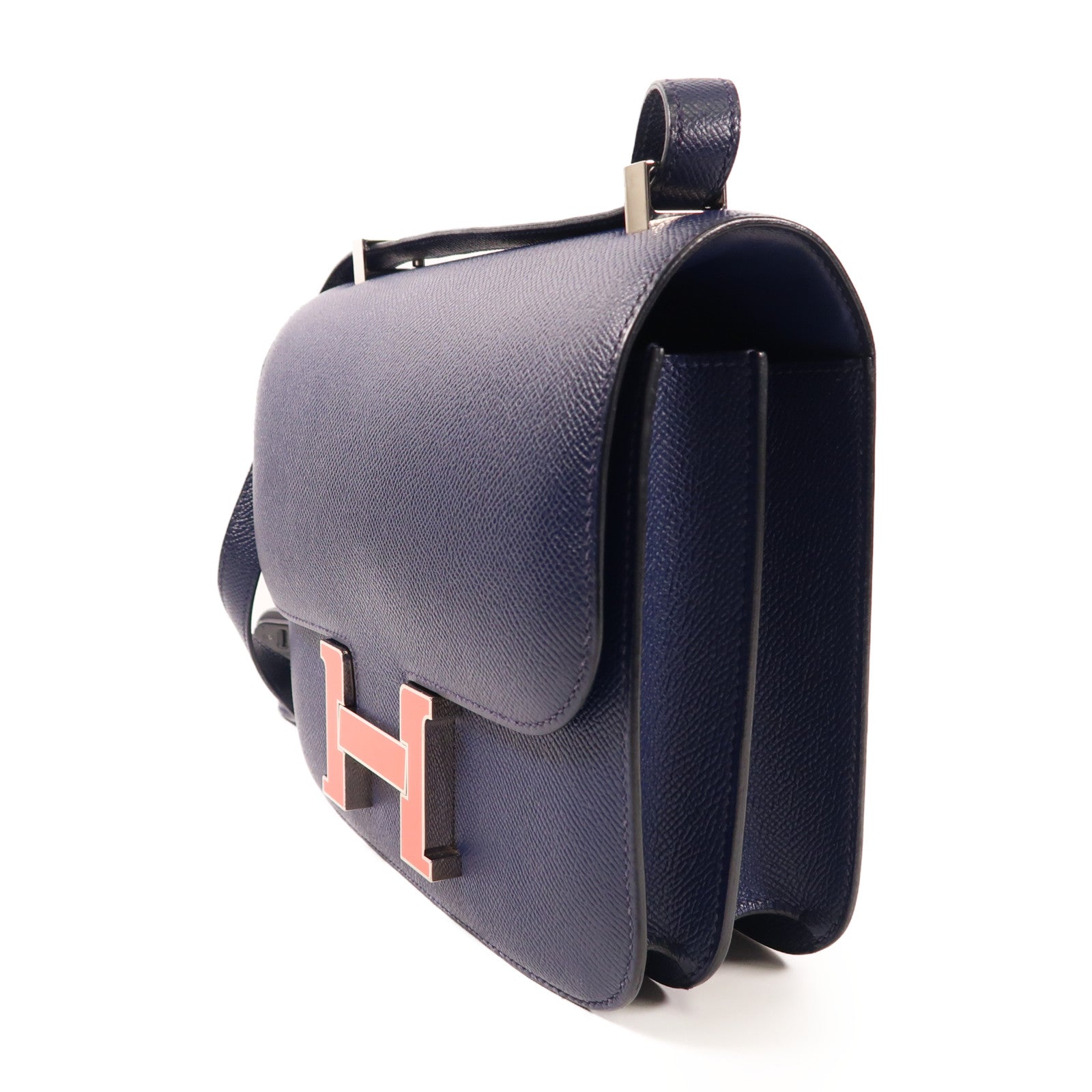 HERMES 【激減優惠】Epsom皮革Constance 24銀扣肩背袋Bleu Sapair