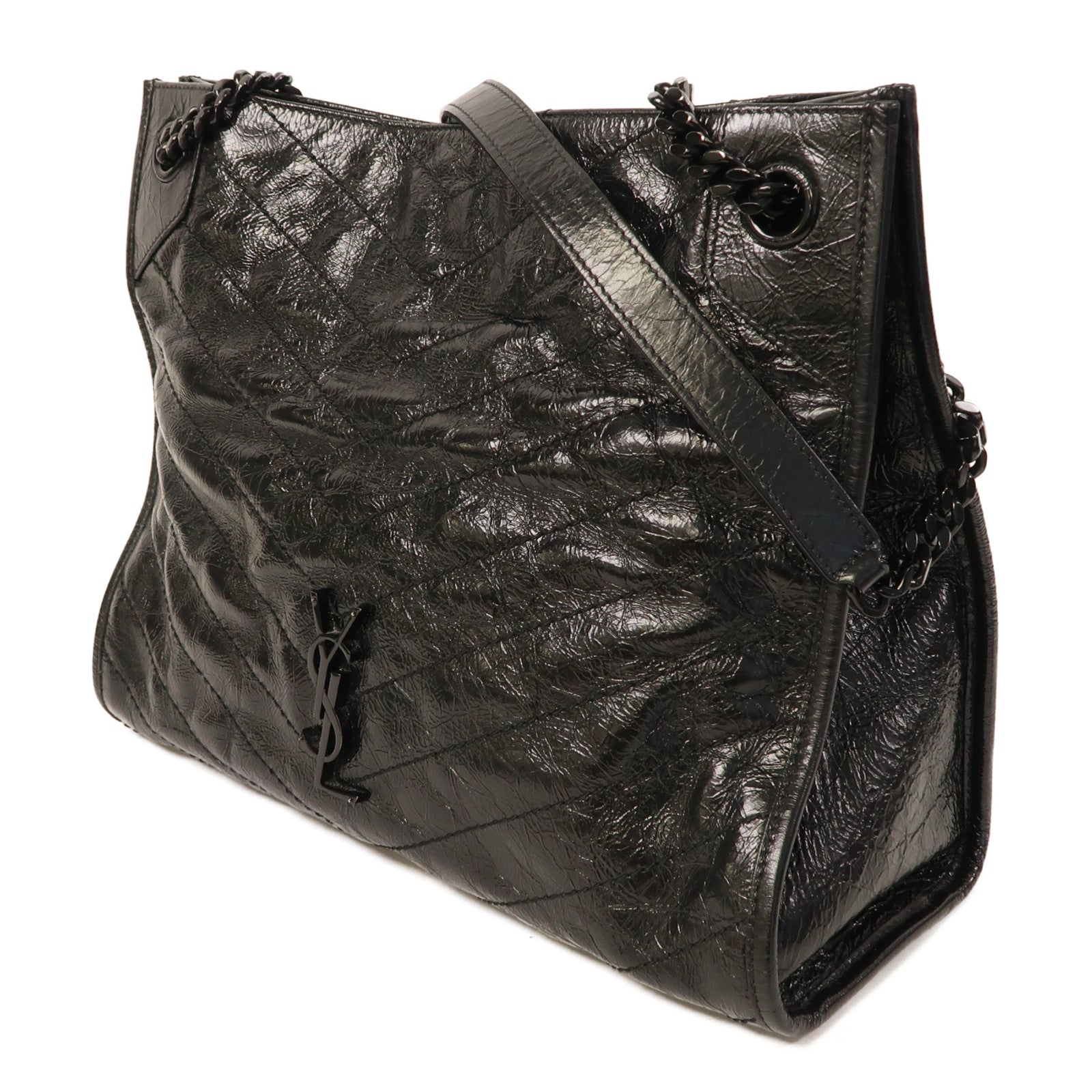 SAINT LAURENT 牛皮皮革Niki Shopping鏈帶肩背袋黑色