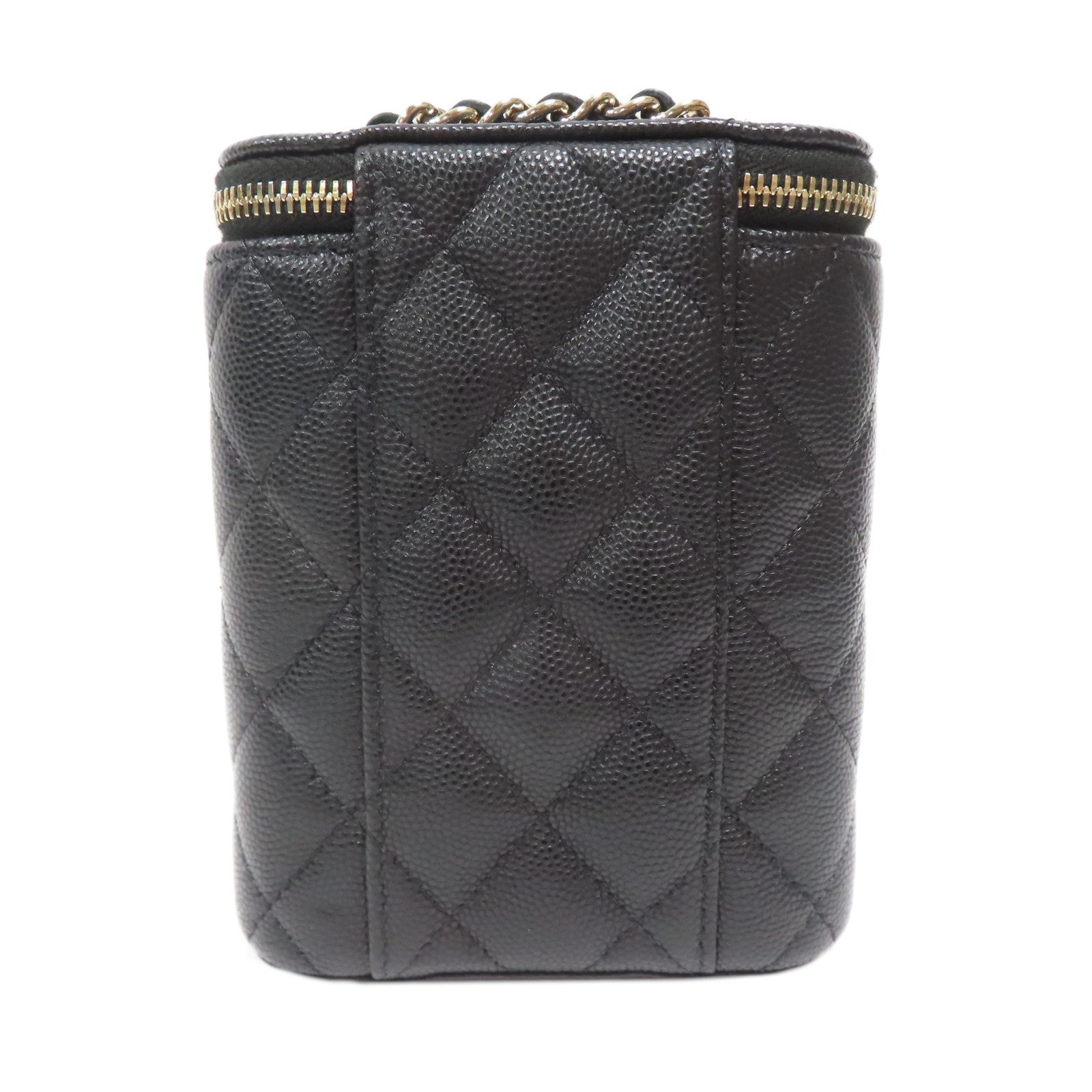 CHANEL **【激減優惠】菱格Caviar皮革Mini Vanity Bag金扣鏈帶肩背袋黑色