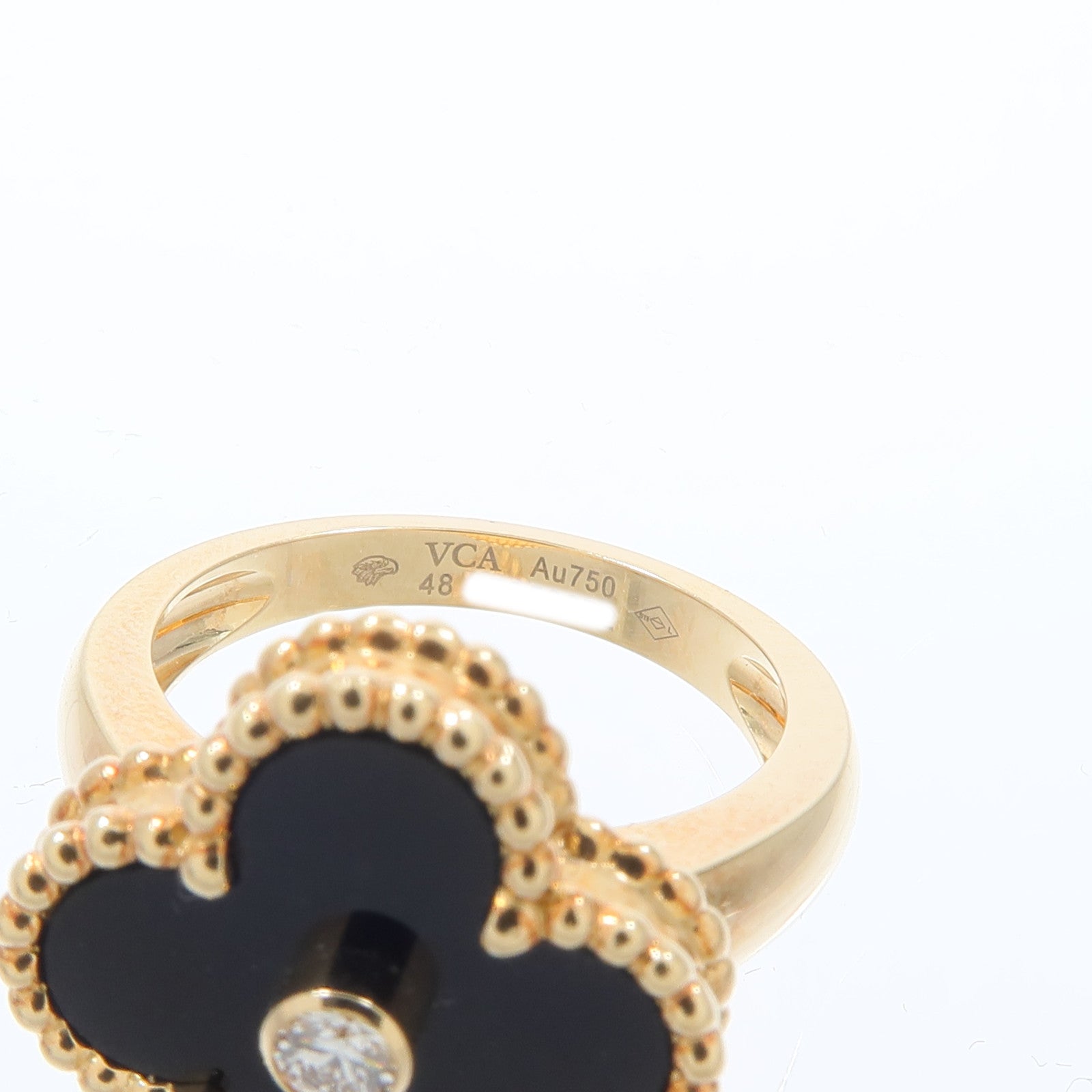 Van Cleef & Arpels 18K黃金Vintage Alhambra Ring縞瑪瑙/鑽石戒指