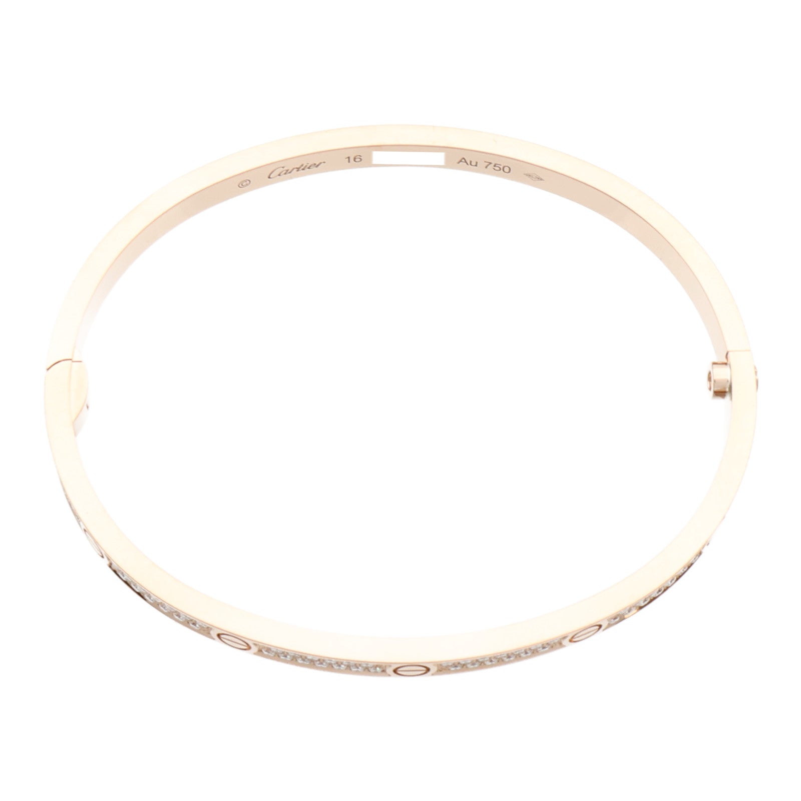CARTIER 18K玫瑰金Love Bangle SM Paved鑽石手鐲Cartier#16