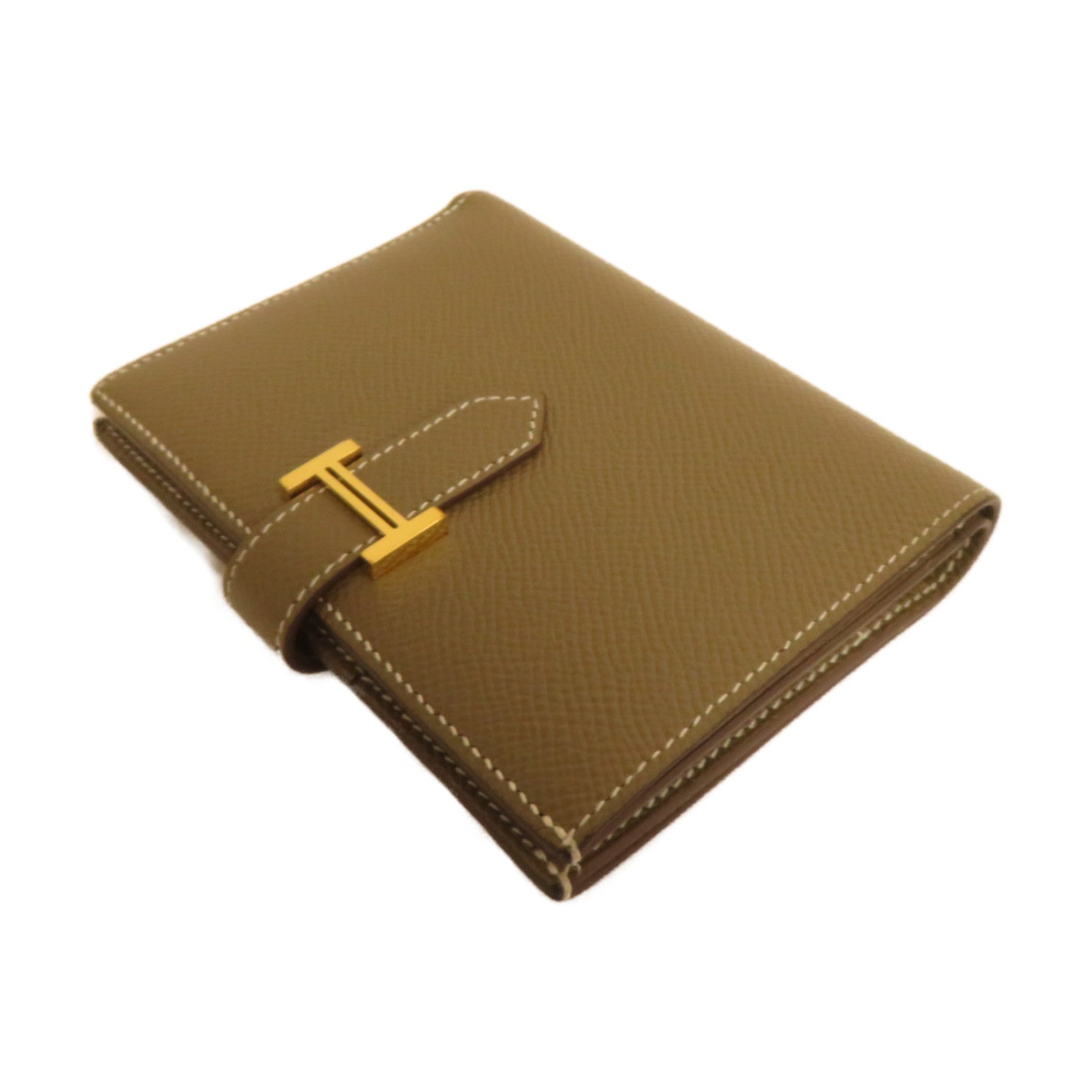 HERMES 【激減優惠】Epsom皮革Bearn Compact Wallet金扣錢包啡色