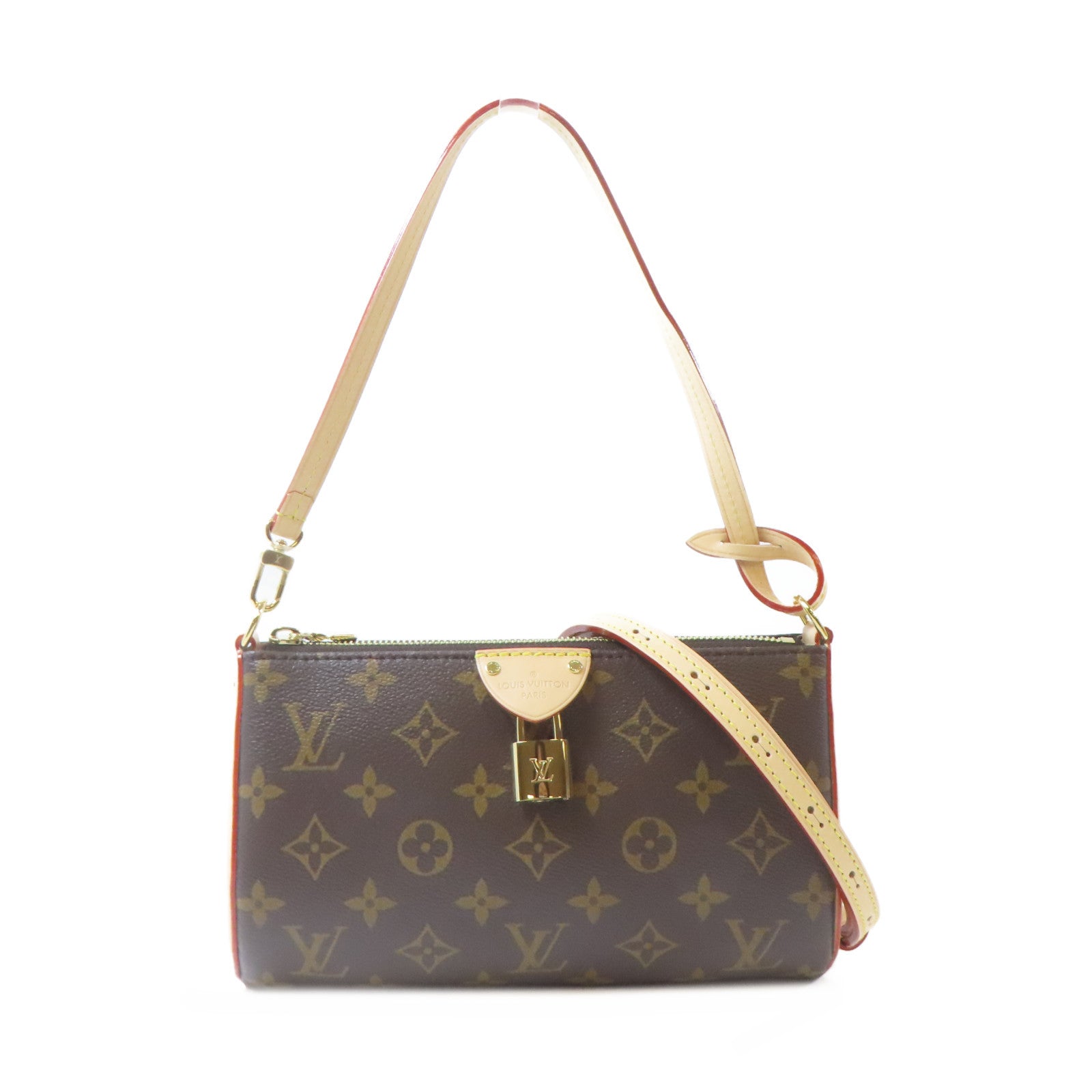 LOUIS VUITTON Monogram Pochette Tirette金扣手挽肩背兩用袋啡色