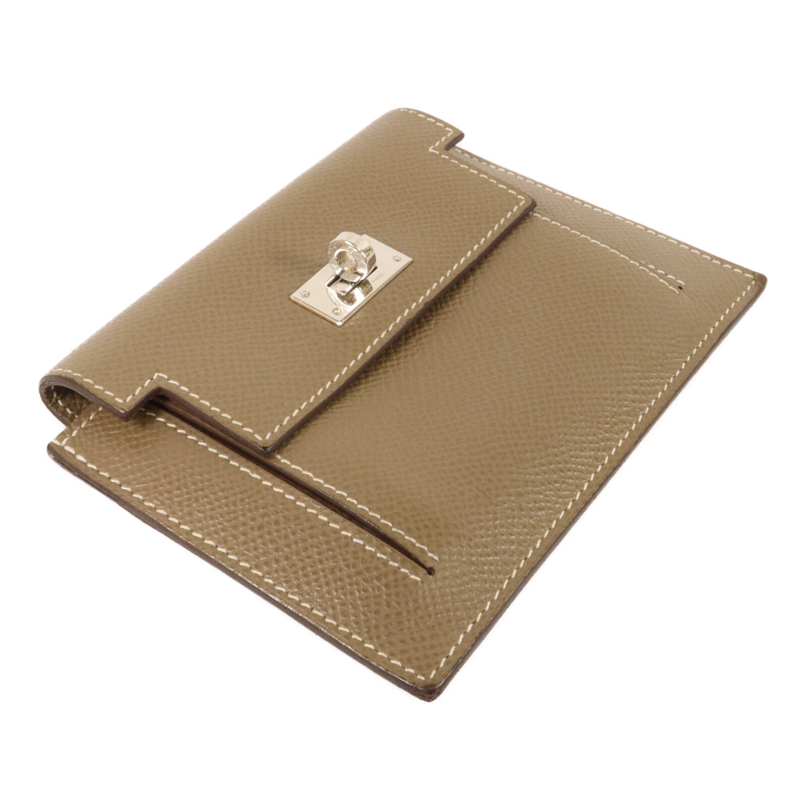 HERMES Epsom皮革Kelly Pocket Compact Wallet錢包Etoupe