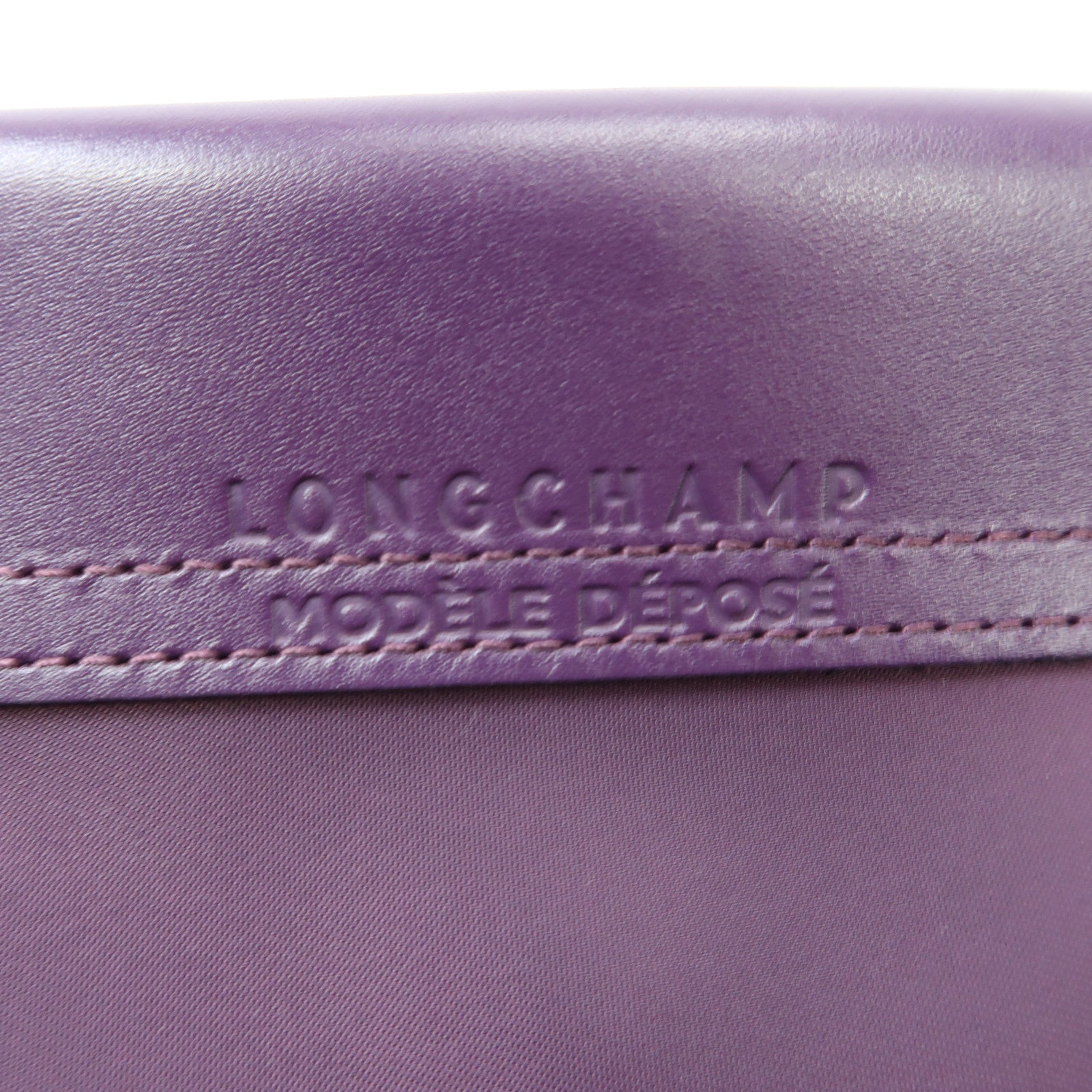 Longchamp 帆布Tote Bag銀扣手挽袋紫色