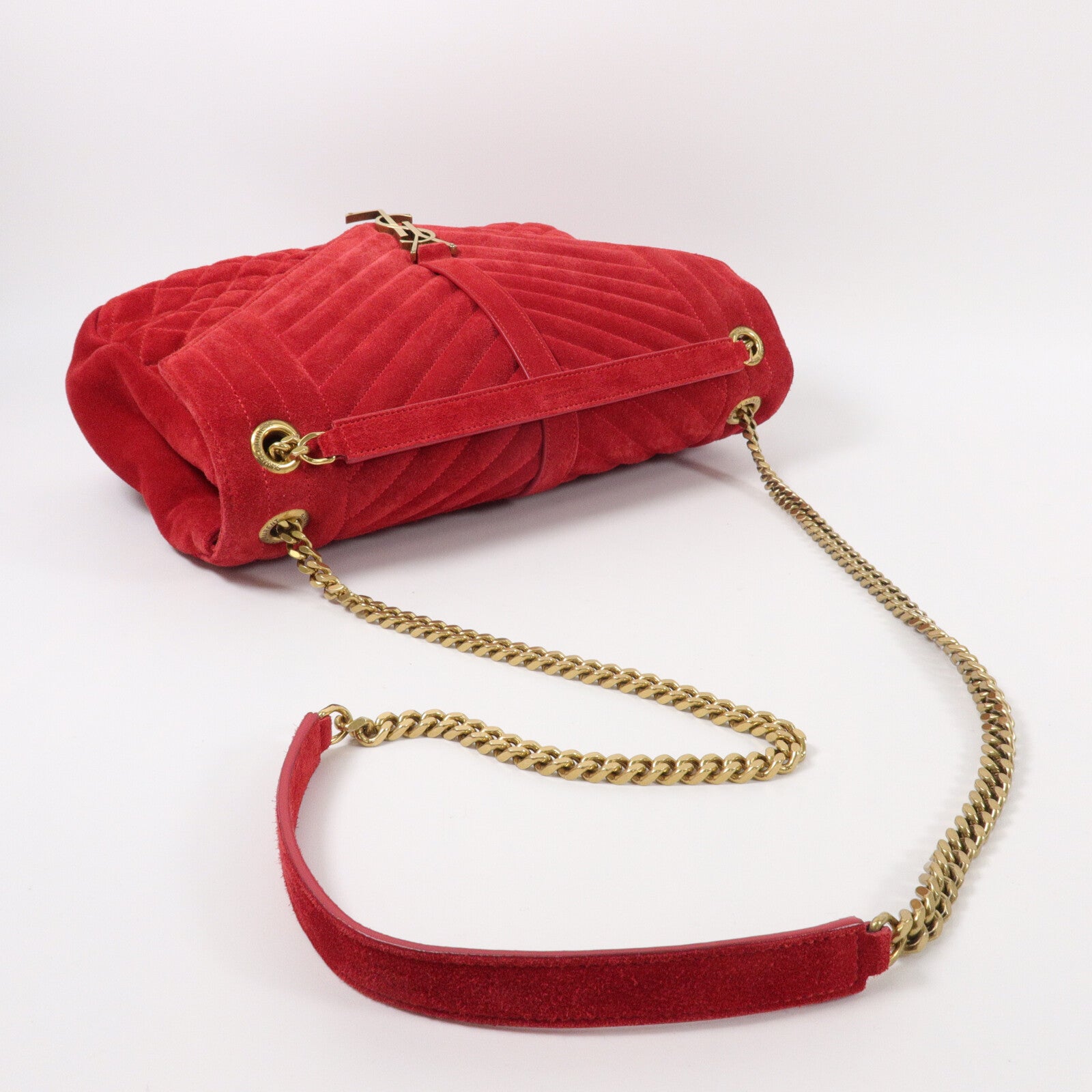 SAINT LAURENT 絨布Large Envelope鏈帶肩背袋