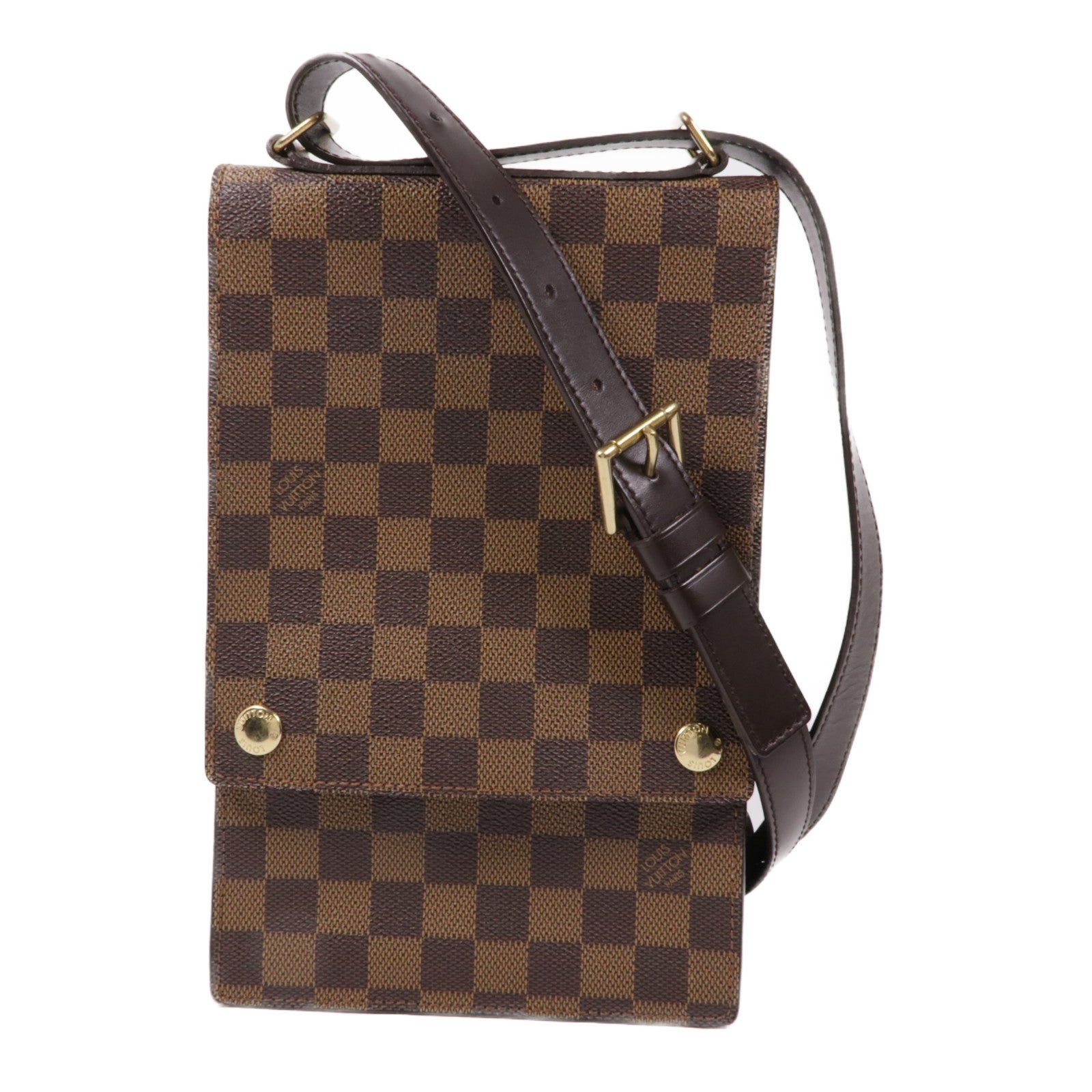 LOUIS VUITTON Damier Portobello金扣肩背袋棕色