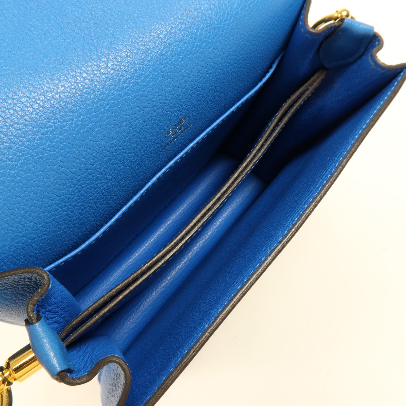 HERMES Evercolor皮革Roulis Mini金扣肩背袋Blue Zanzibar
