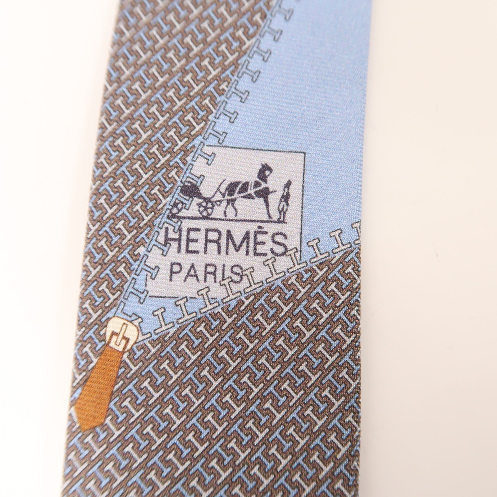 HERMES 絲質Tie領帶灰色