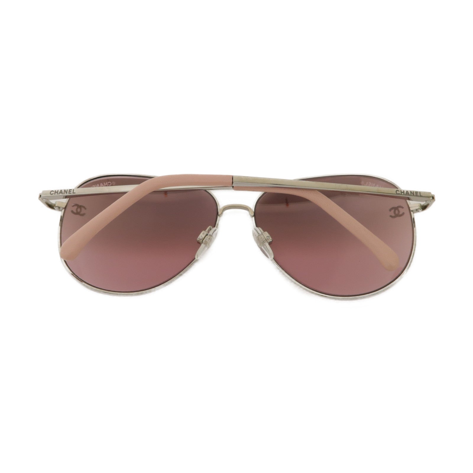 CHANEL PVC/金屬Sunglasses太陽眼鏡粉紅色/銀色