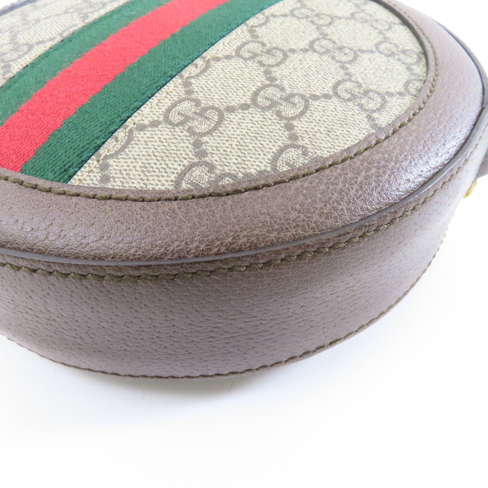GUCCI 塗層帆布Ophidia GG金扣鏈帶肩背袋啡色