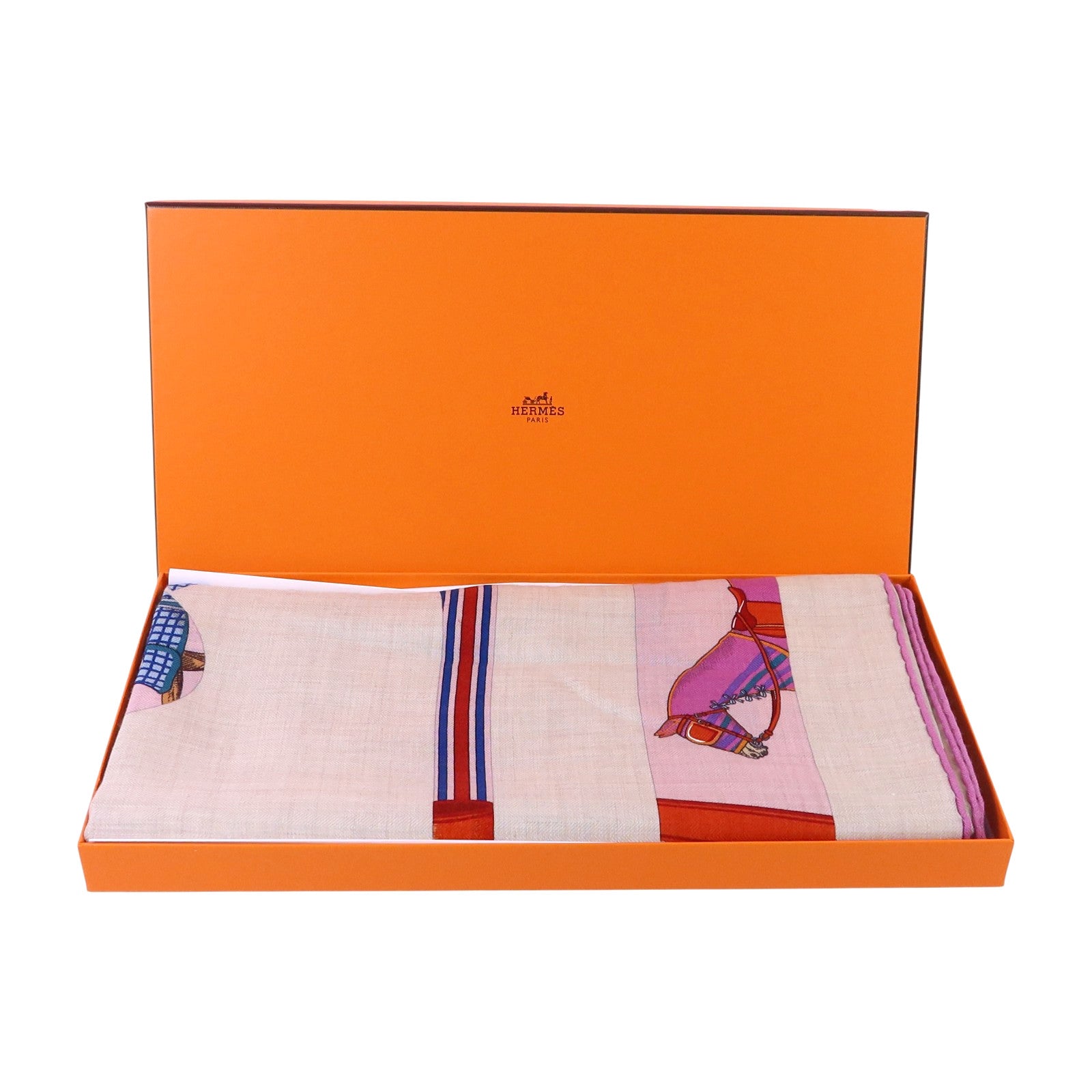 HERMES 羊絨/絲質Mors A Jouets Bandana Shawl 140絲巾
