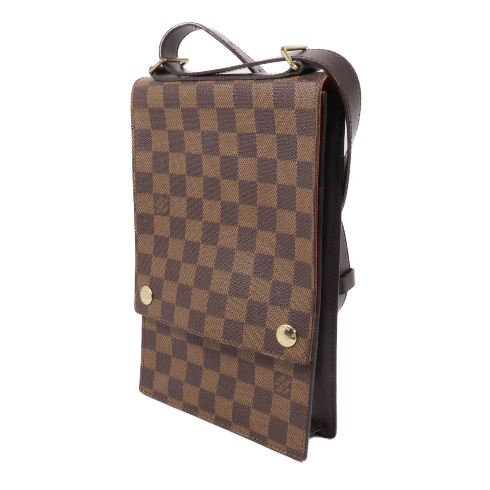 LOUIS VUITTON Damier Portobello金扣肩背袋棕色