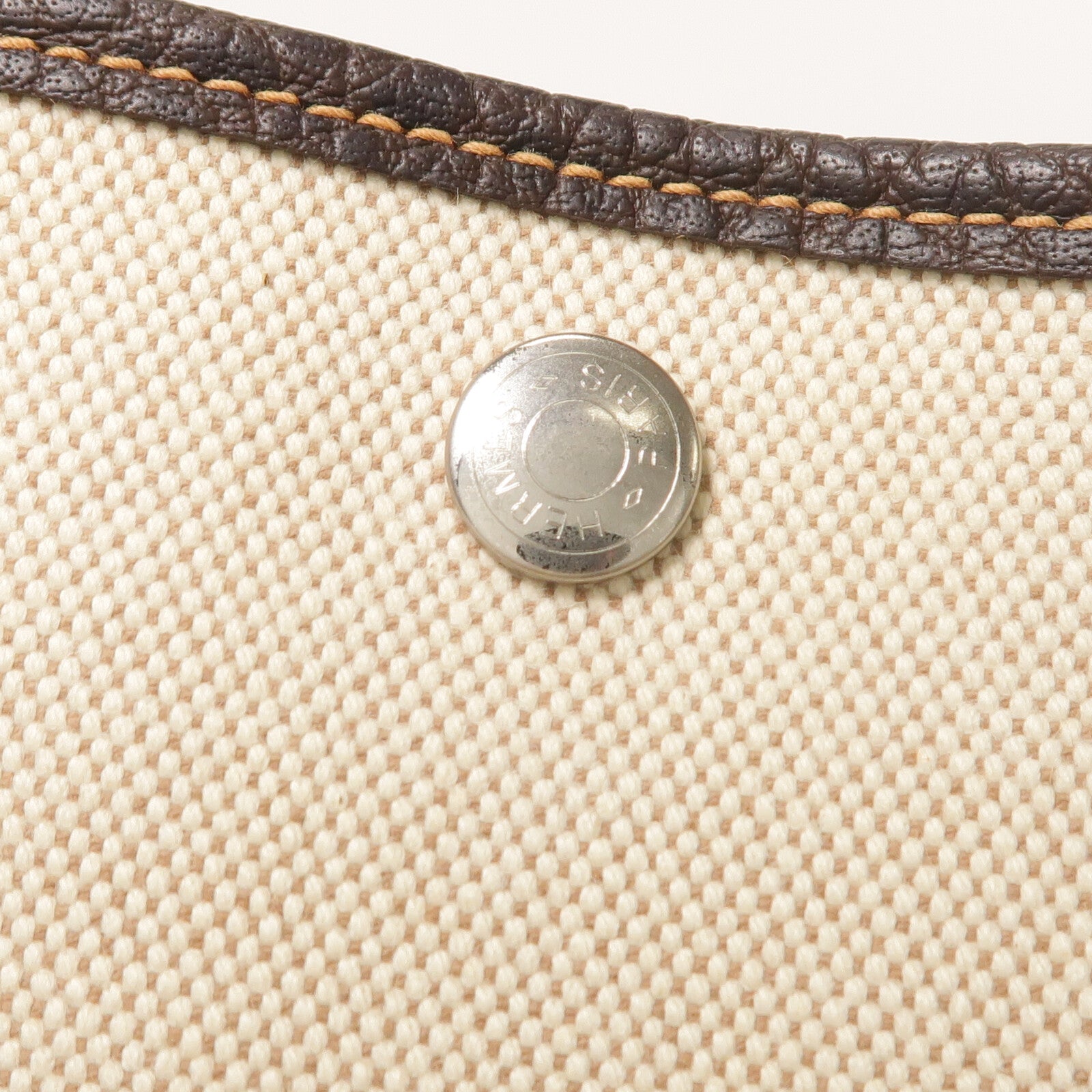 HERMES 帆布GardenParty PM銀扣手挽袋
