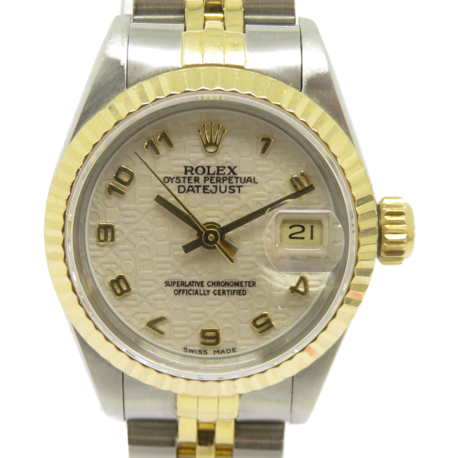 ROLEX Datejust Lady 26 1990不鏽鋼/18K黃金手錶自動機芯米色