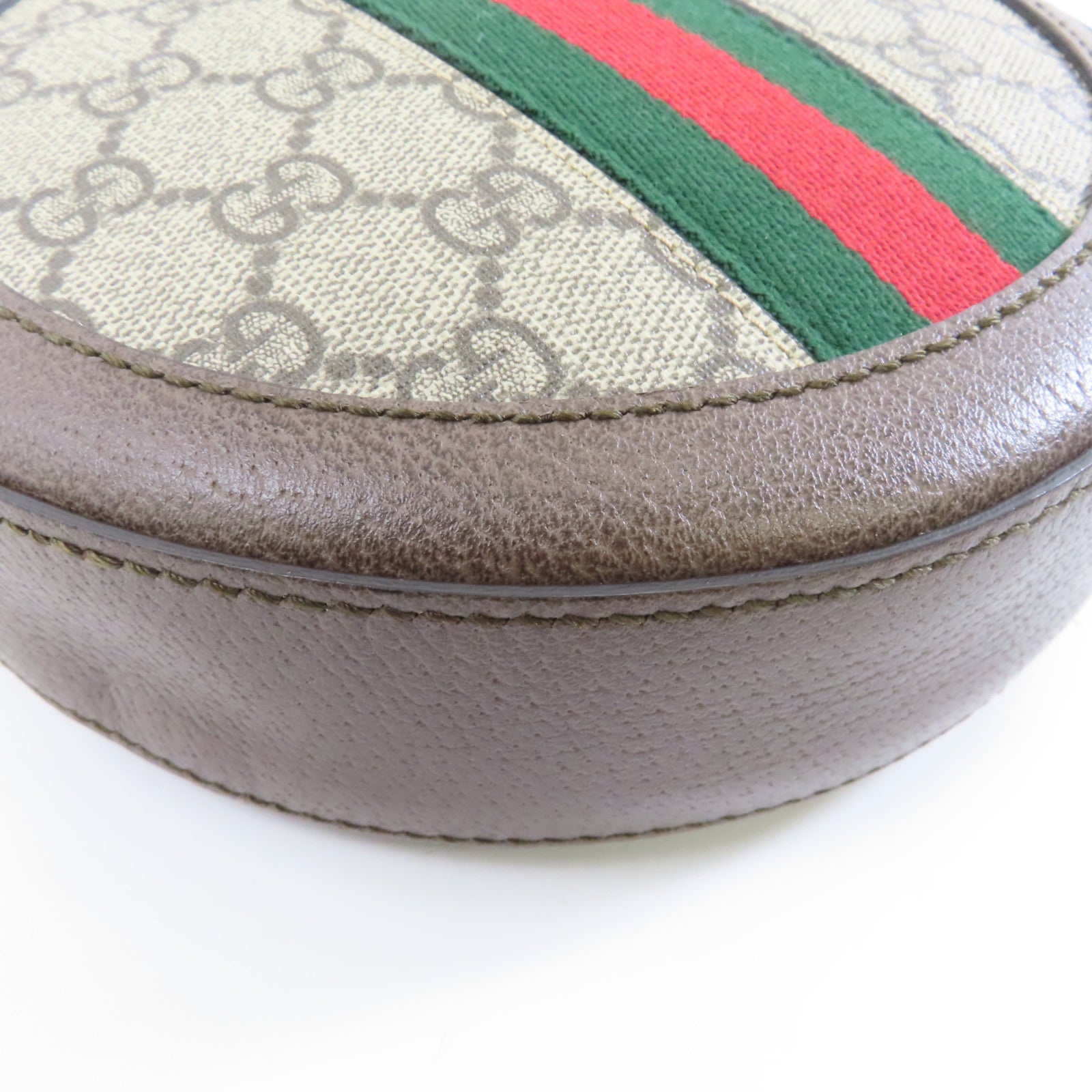 GUCCI 塗層帆布Ophidia GG金扣鏈帶肩背袋啡色