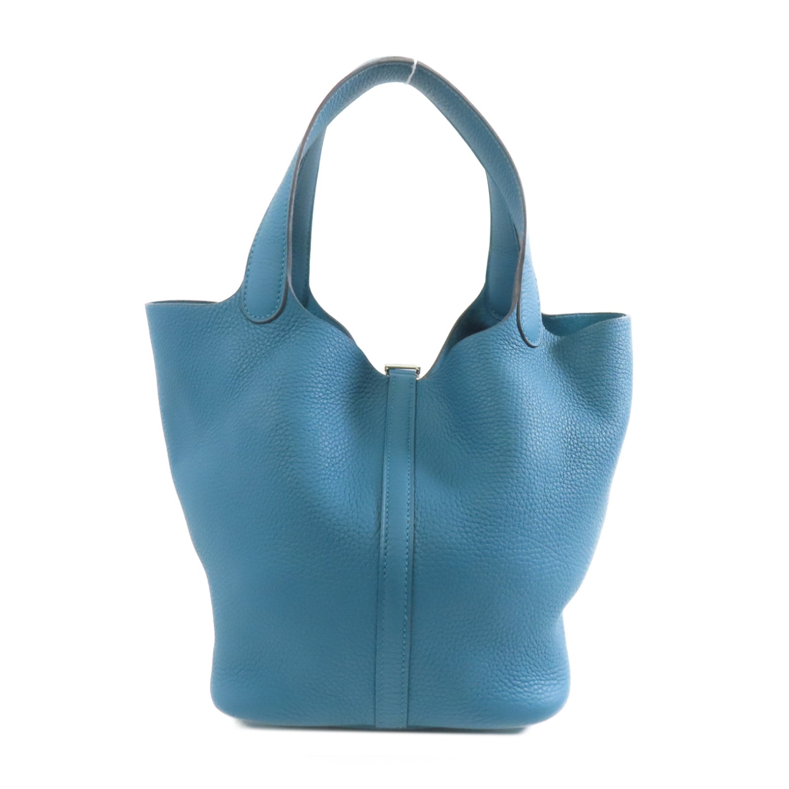 HERMES Clemence皮革Picotin MM Tote Bag銀扣手挽袋Bleu Paon/孔雀藍色