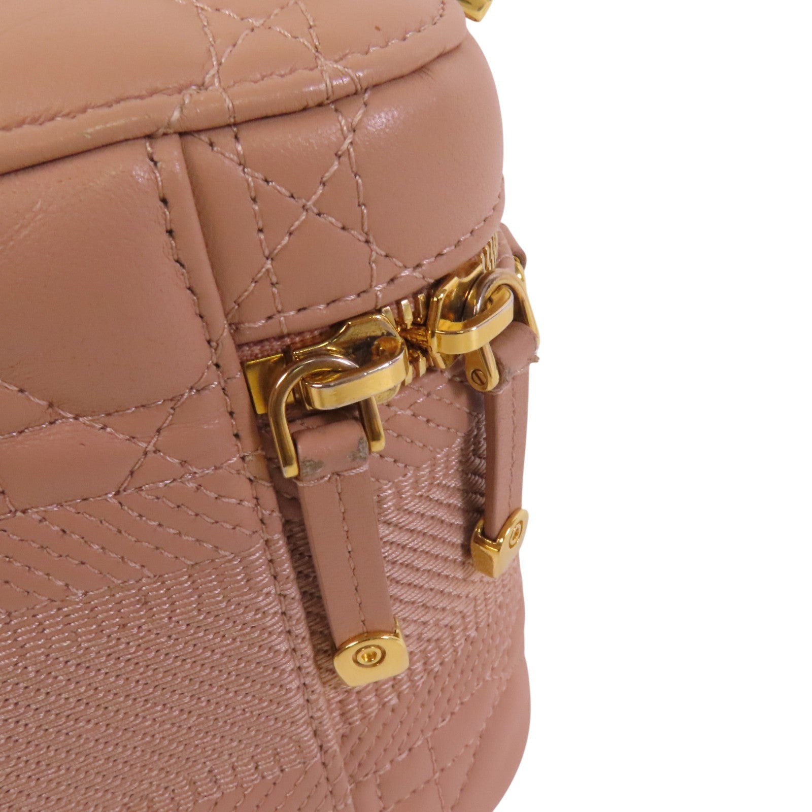 Dior 帆布/牛皮皮革Vanity Bag金扣手挽袋