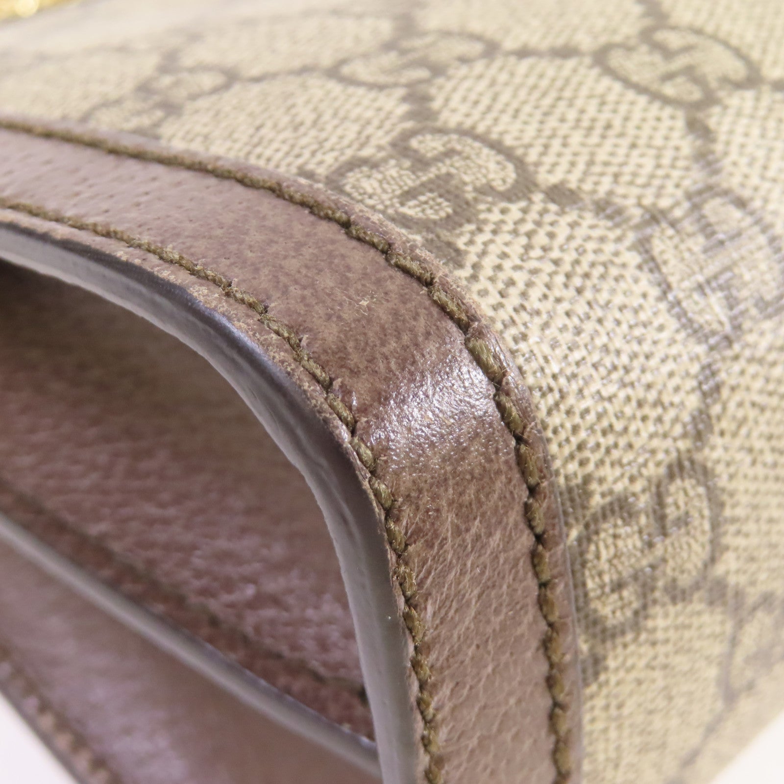 GUCCI 塗層帆布Ophidia GG Small Shoulder Bag金扣鏈帶肩背袋啡色