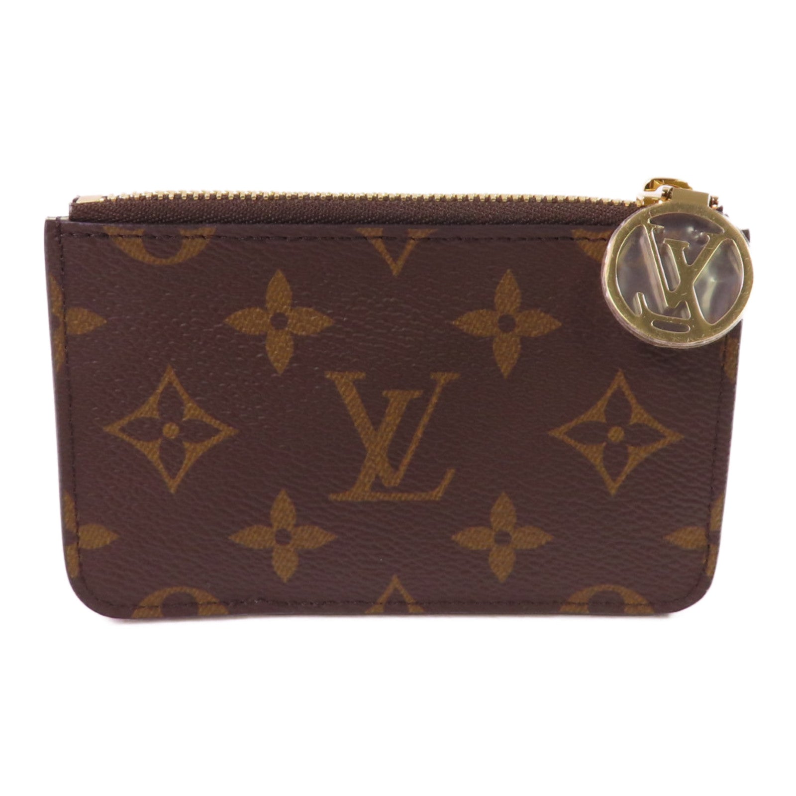 LOUIS VUITTON Monogram Romy Card Case金扣卡片套啡色/淺綠色