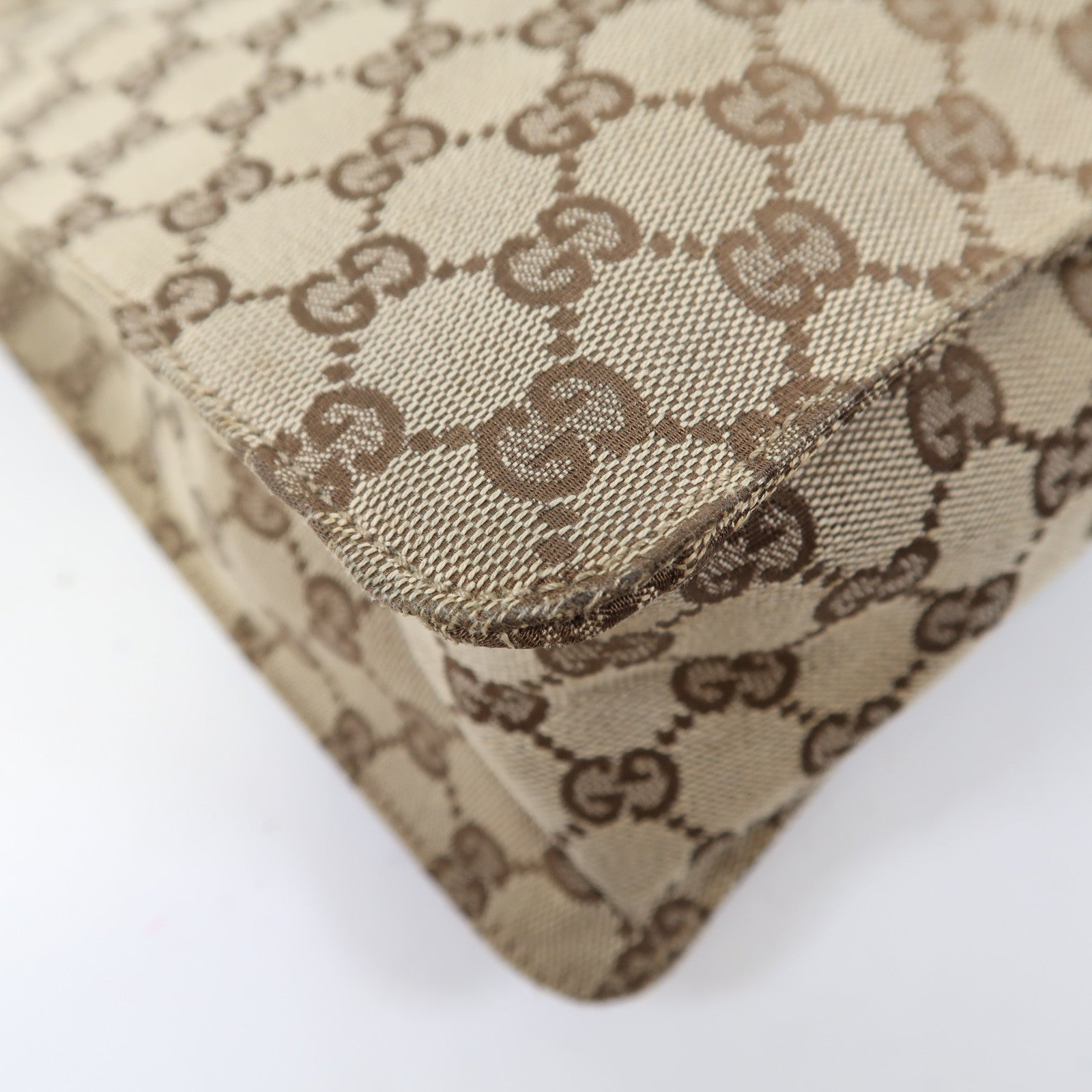 GUCCI 帆布Shoulder Bag金扣肩背袋啡色