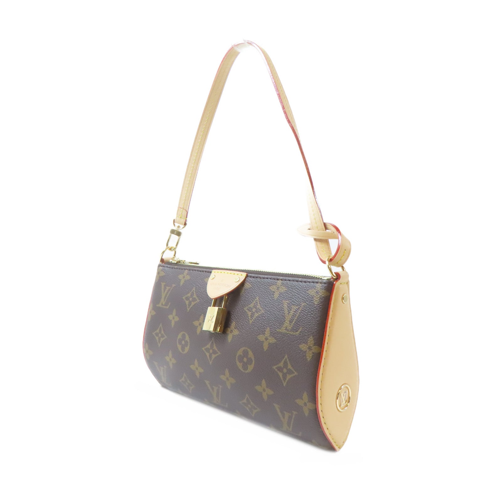 LOUIS VUITTON Monogram Pochette Tirette金扣手挽肩背兩用袋啡色
