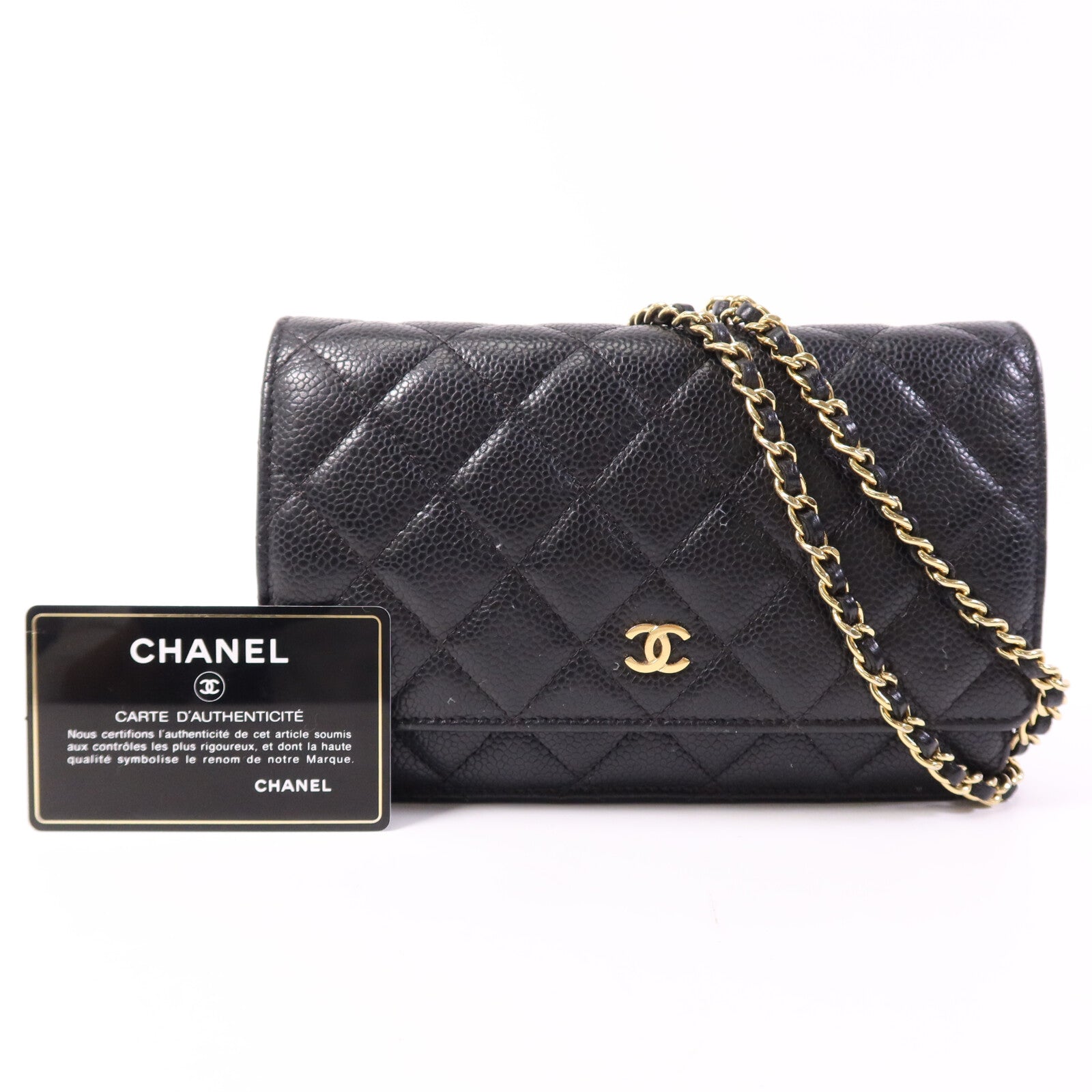 CHANEL 牛皮皮革WOC Wallet On Chain金扣鏈帶肩背袋