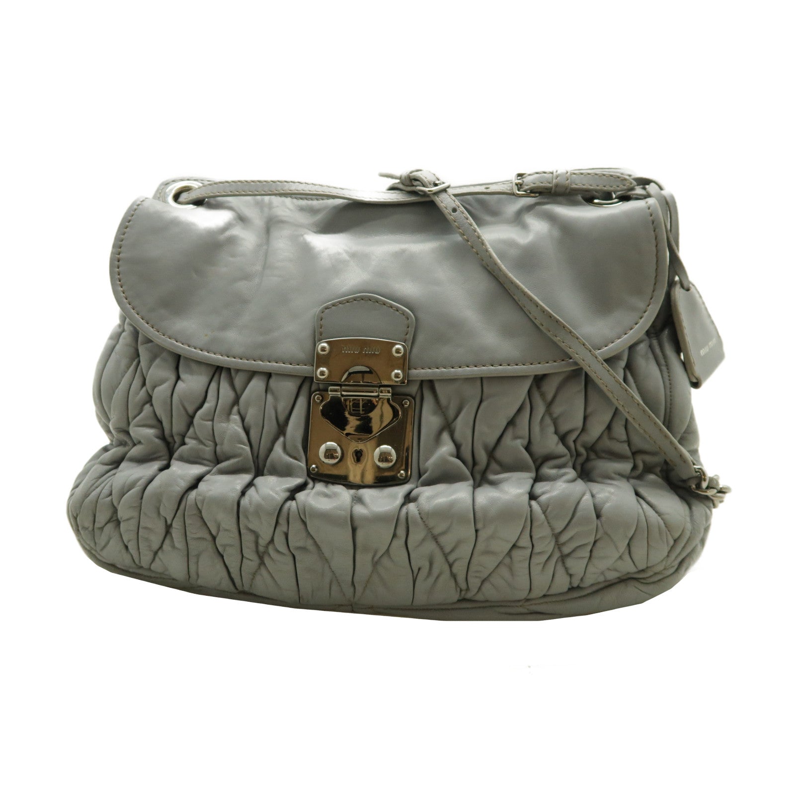 Miu Miu 羊皮皮革Shoulder Bag銀扣肩背袋銀色