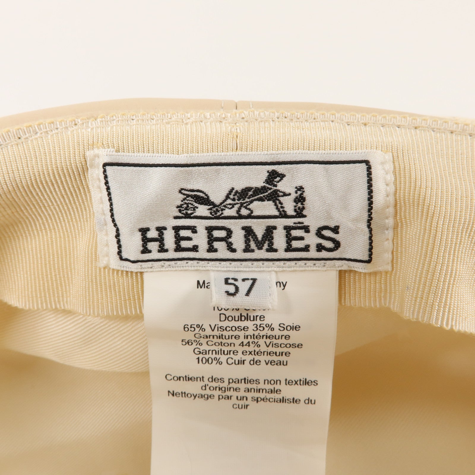 HERMES 棉質/Swift皮革Deauvilla Pleiu Air Cap帽子Dune