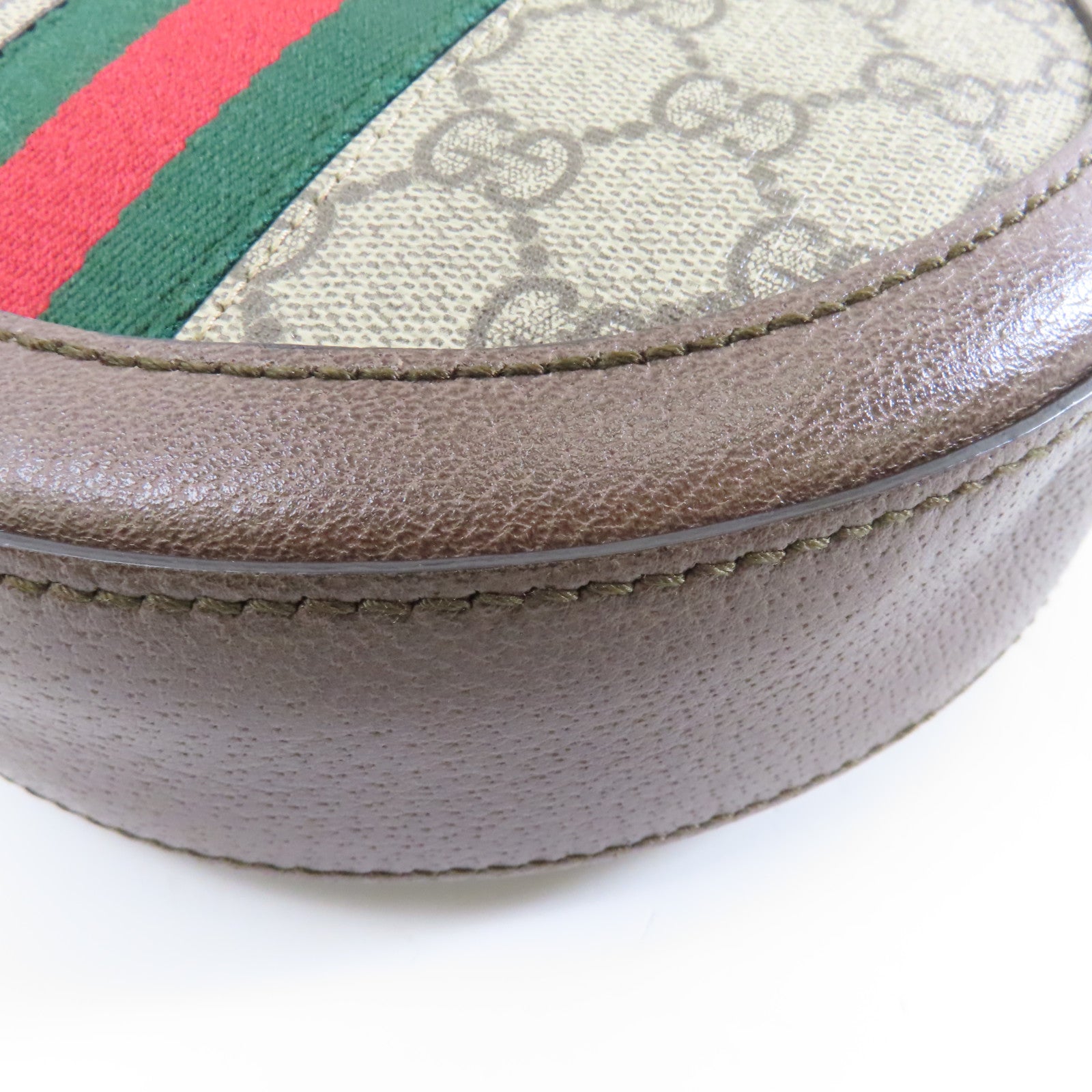 GUCCI 塗層帆布Ophidia GG金扣鏈帶肩背袋啡色