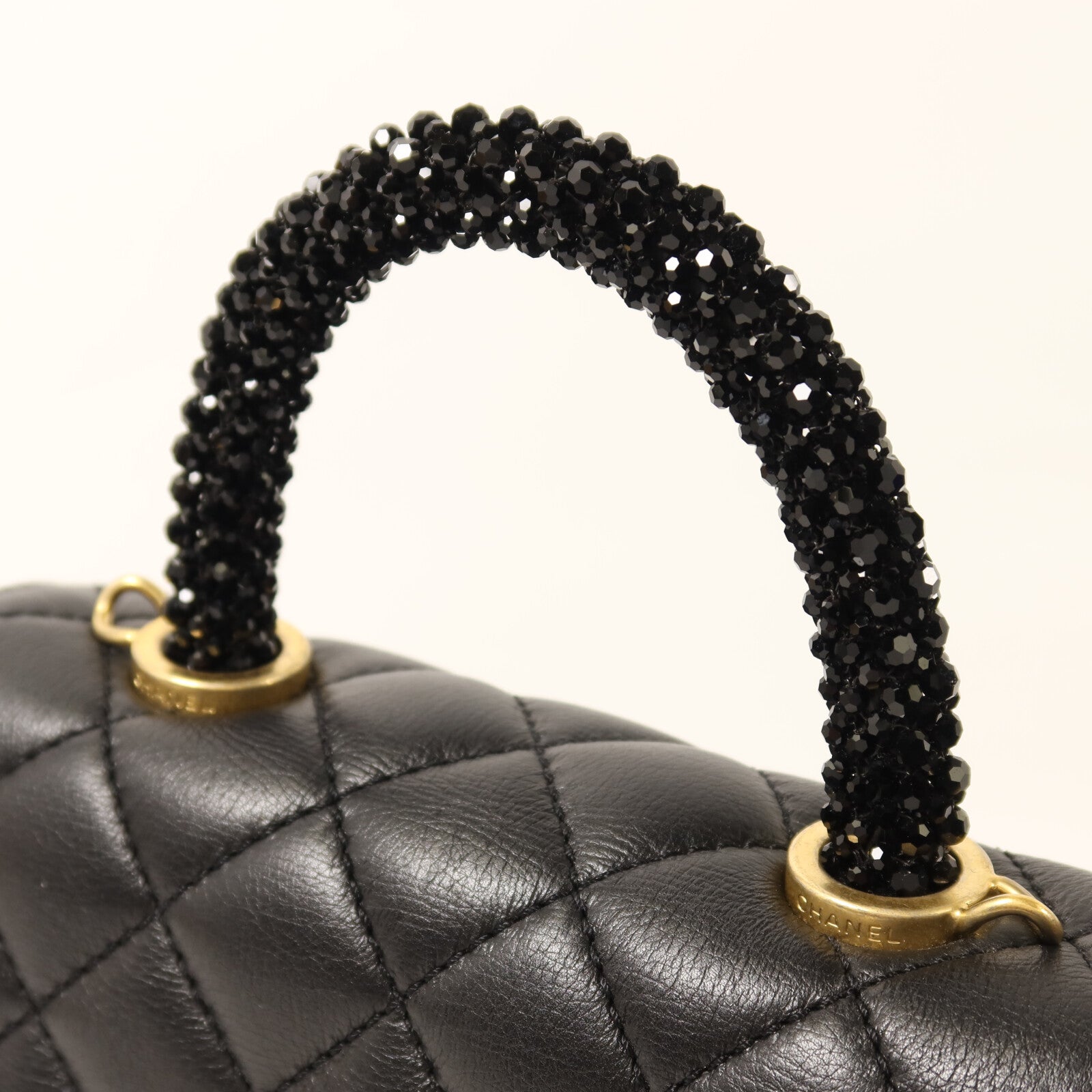 CHANEL 牛皮皮革Coco Handle Mini金扣鏈帶手挽肩背兩用袋