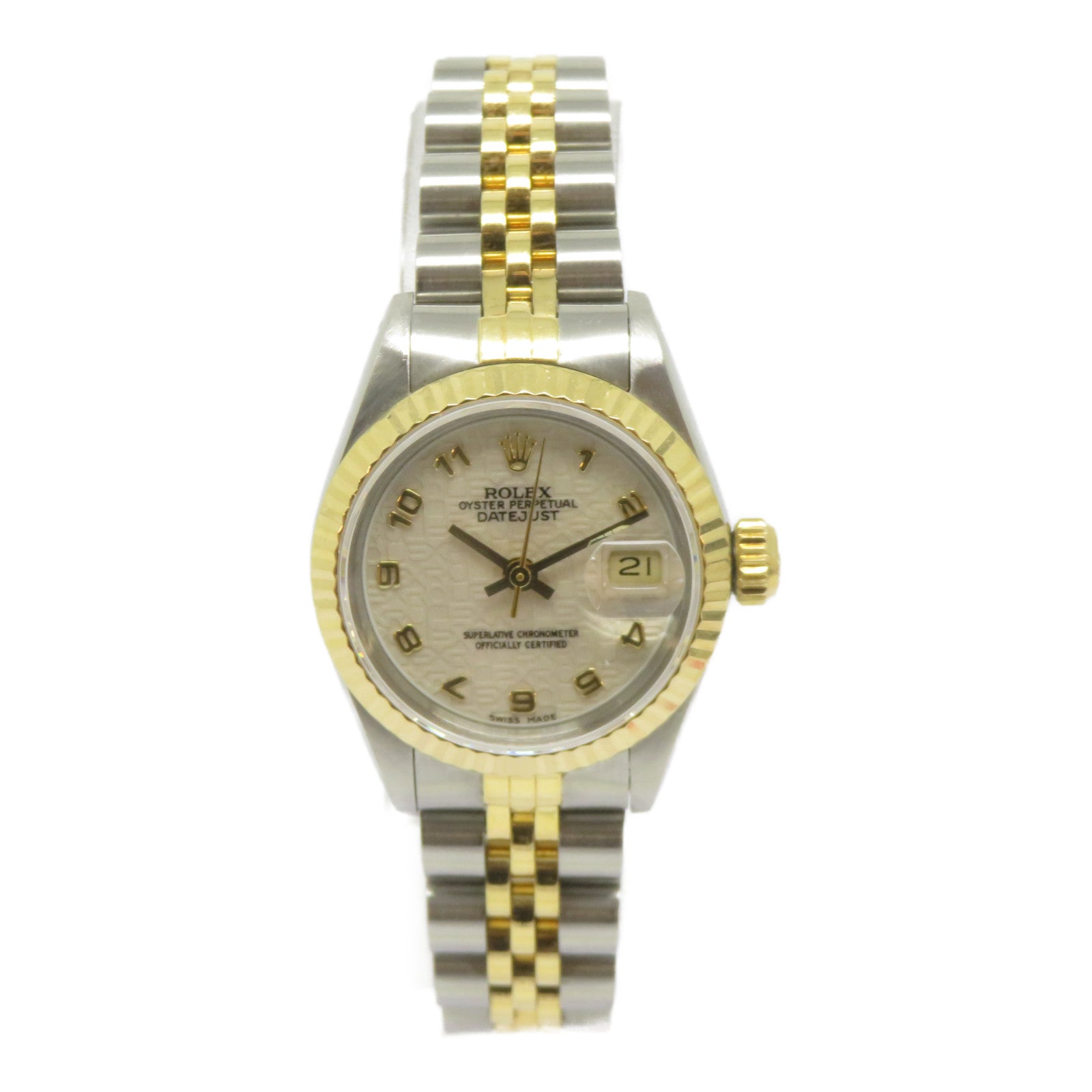ROLEX Datejust Lady 26 1990不鏽鋼/18K黃金手錶自動機芯米色