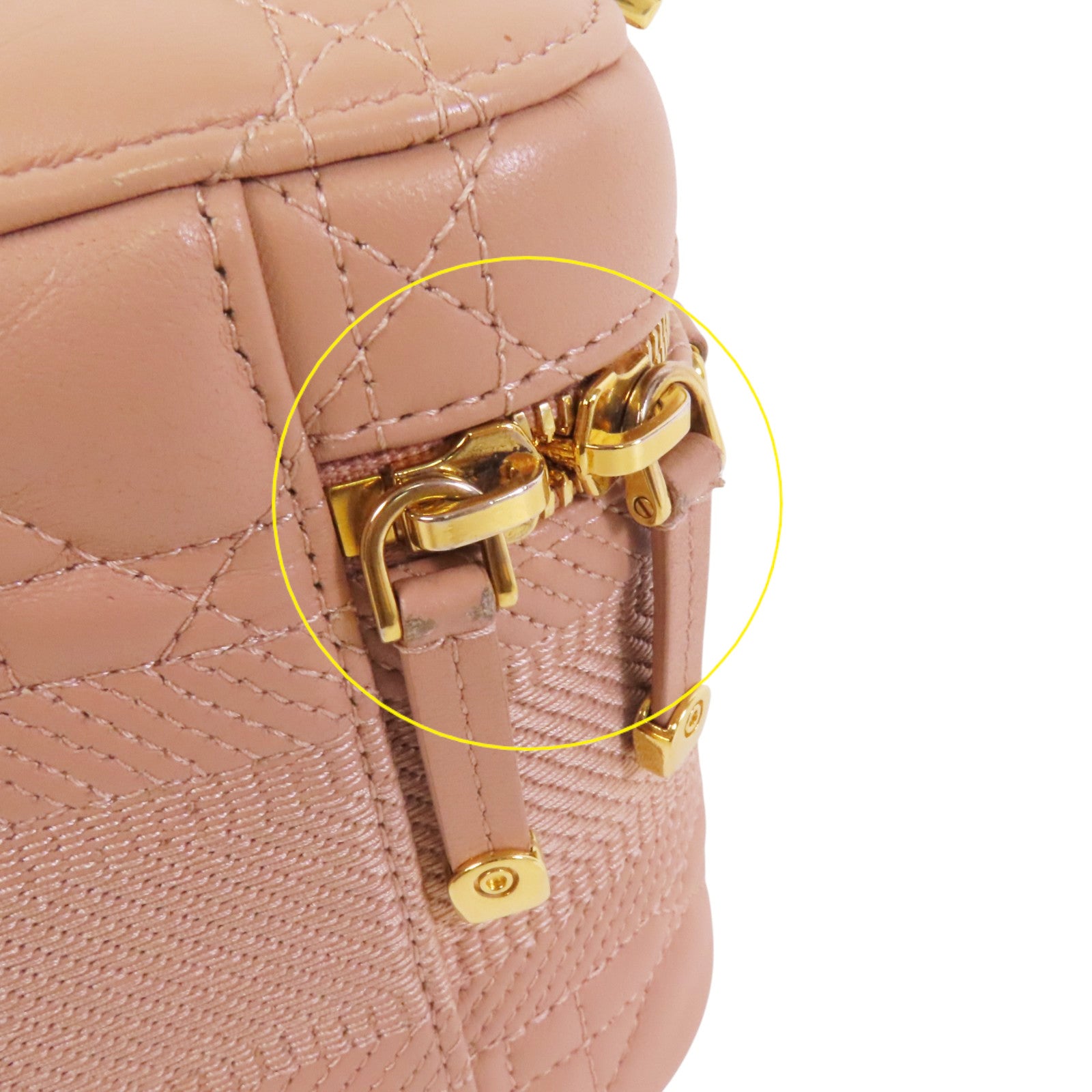 Dior 帆布/牛皮皮革Vanity Bag金扣手挽袋