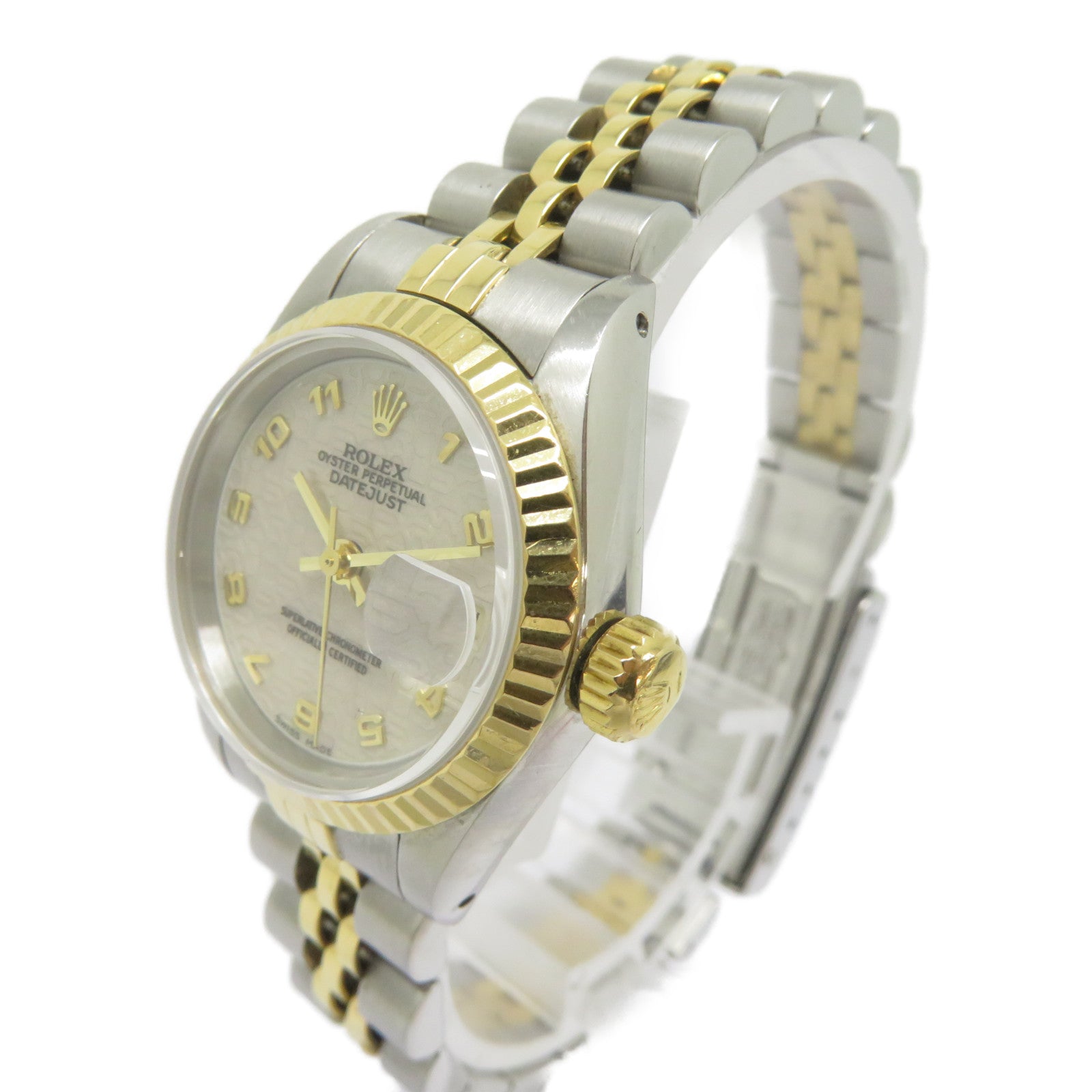 ROLEX Datejust Lady 26 1990不鏽鋼/18K黃金手錶自動機芯米色