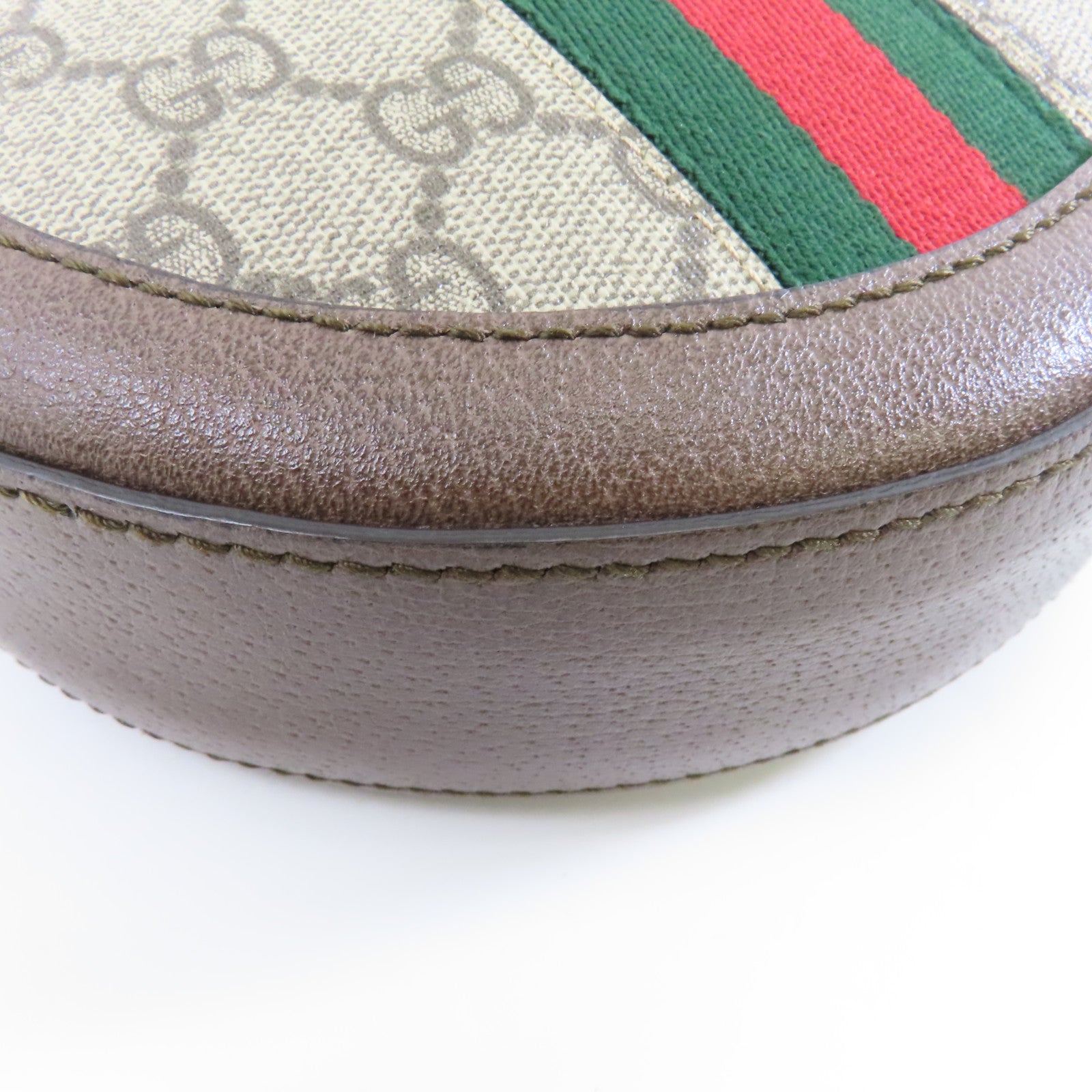 GUCCI 塗層帆布Ophidia GG金扣鏈帶肩背袋啡色