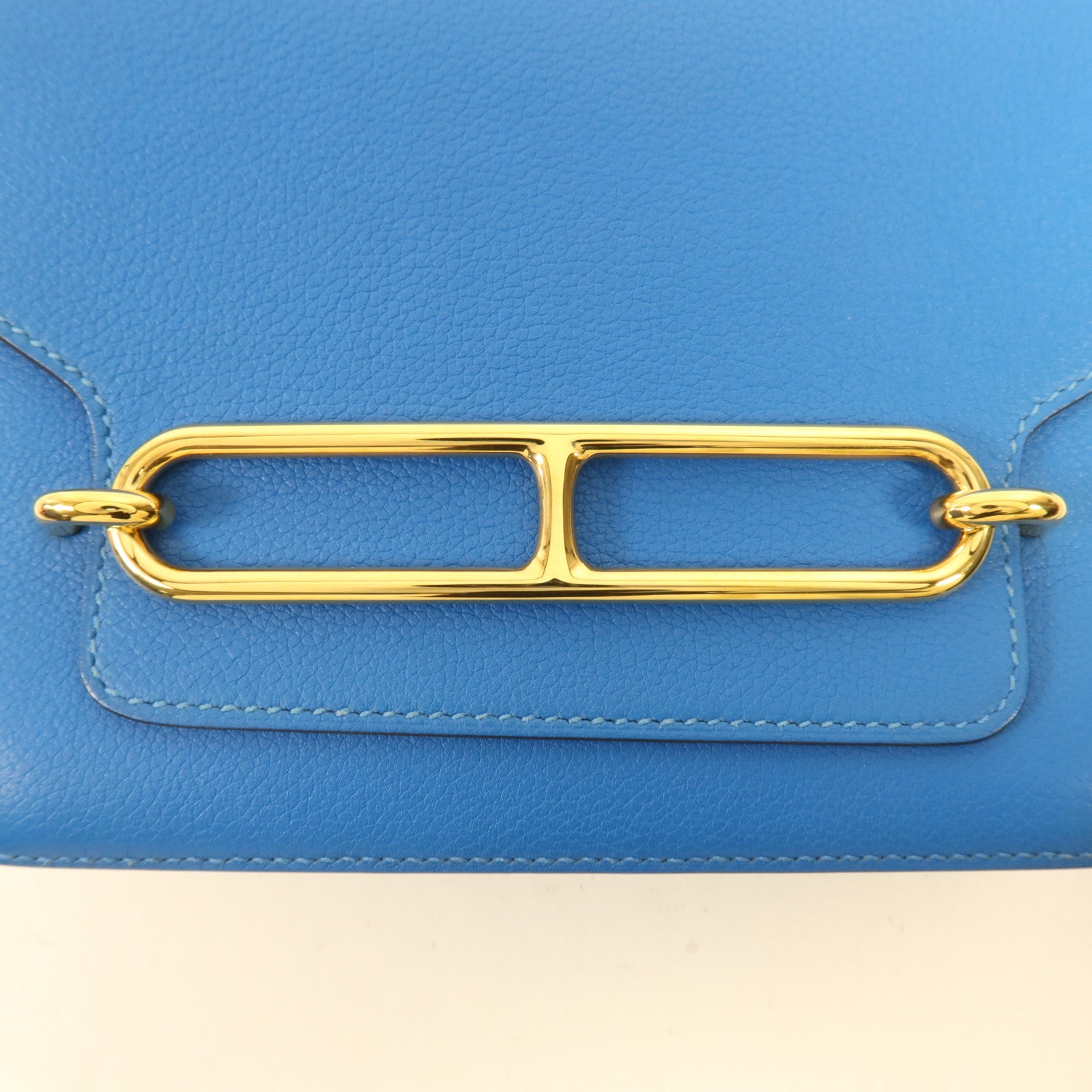 HERMES Evercolor皮革Roulis Mini金扣肩背袋Blue Zanzibar